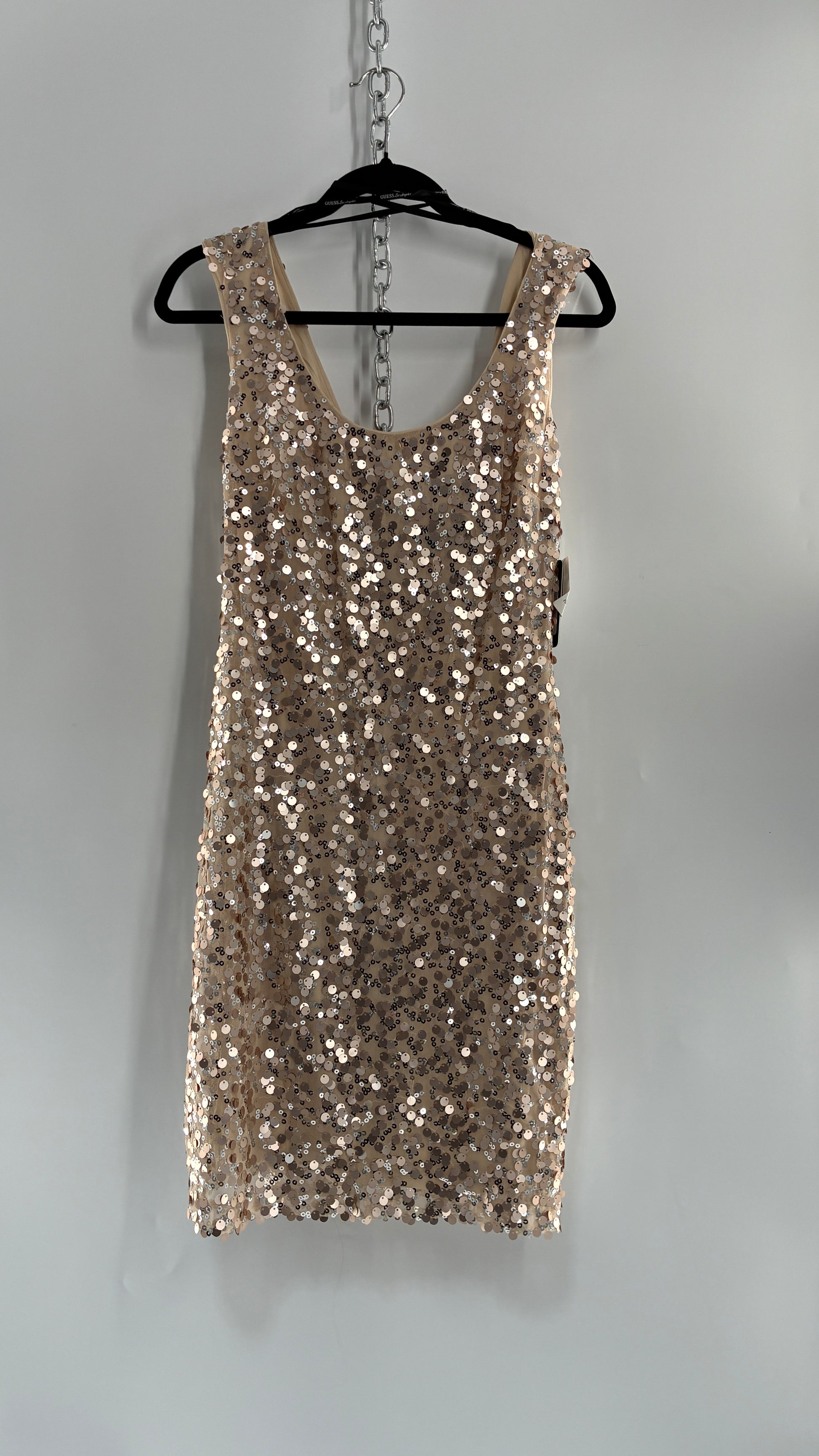 Deadstock Vintage GUESS Champagne Sequin Mini Dress (10)