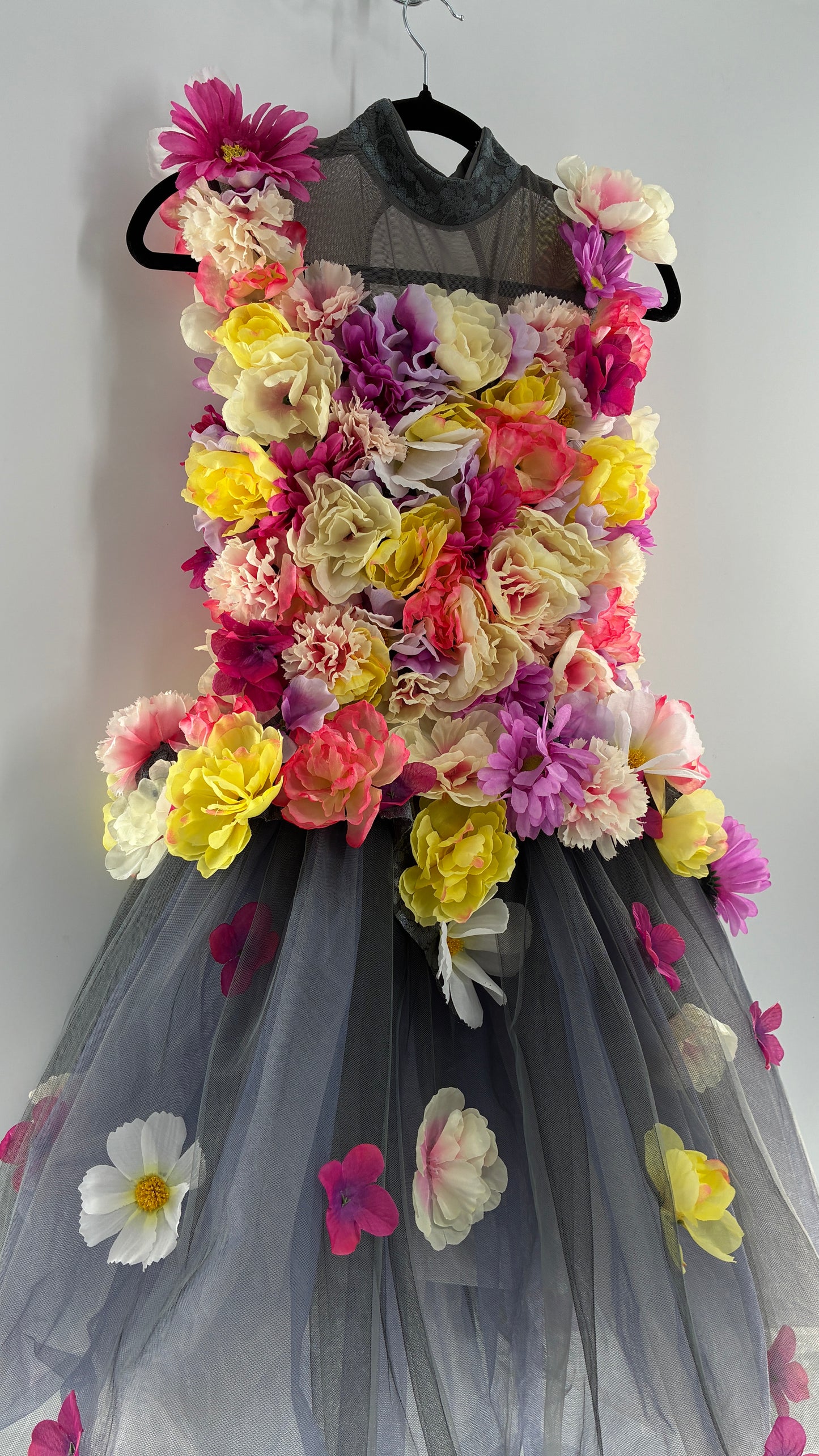 Floral Appliqué Abstract Display Mini Dress (S/M)