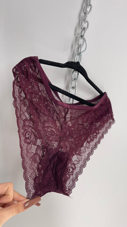 Out From Under Burgundy Lace Panty (Small)