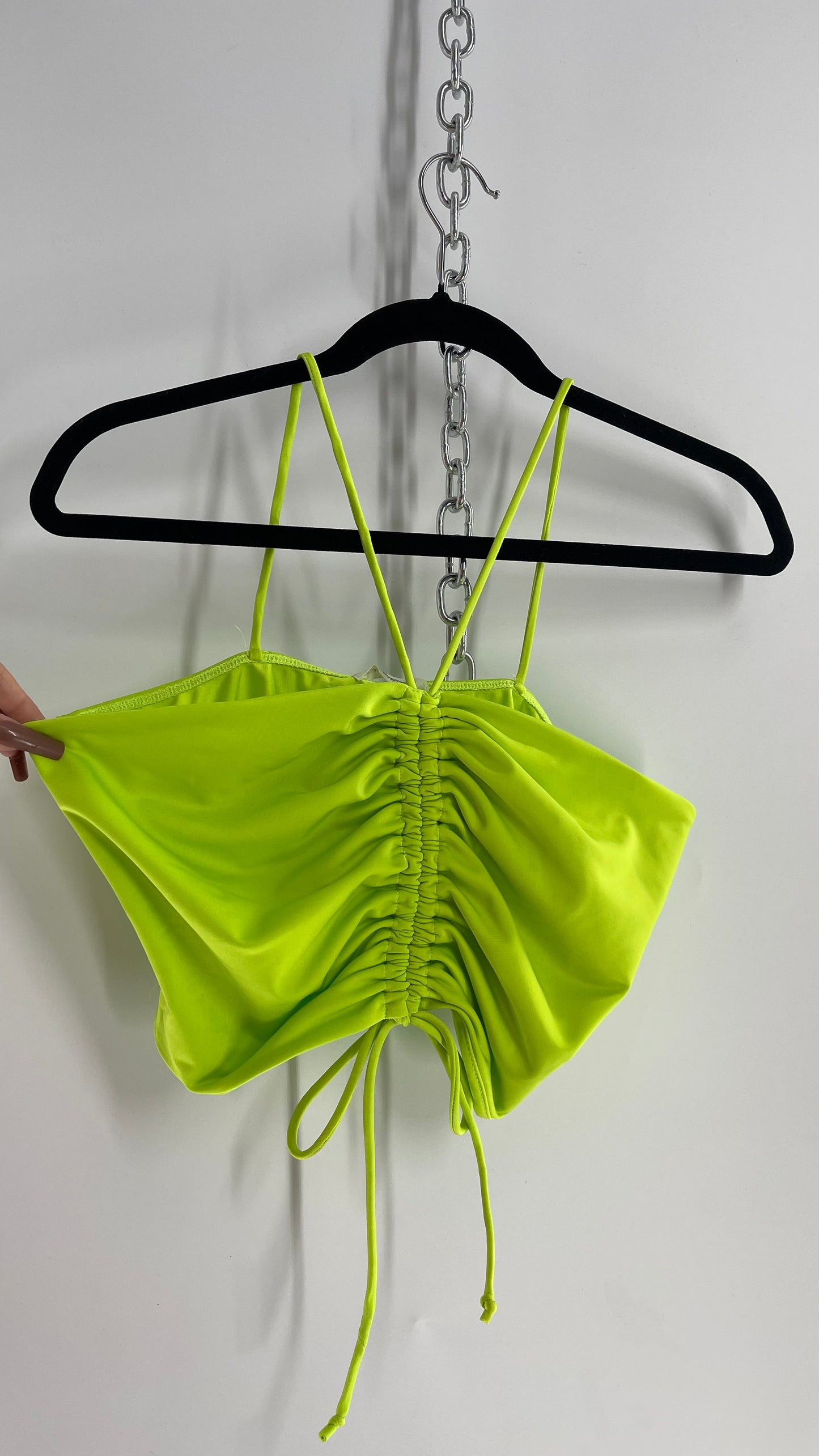 Urban Outfitters Lime Green Ruche Front Tank (Large)