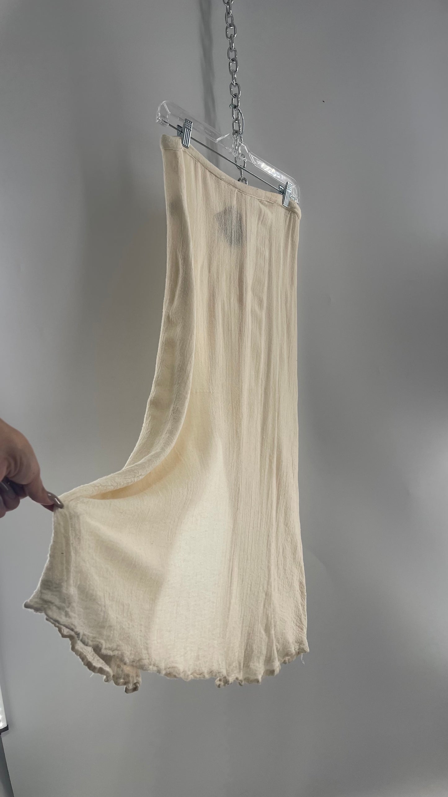 Jen’s Pirate Booty Off White Cotton Gauze Maxi Buttoned Skirt (XS)