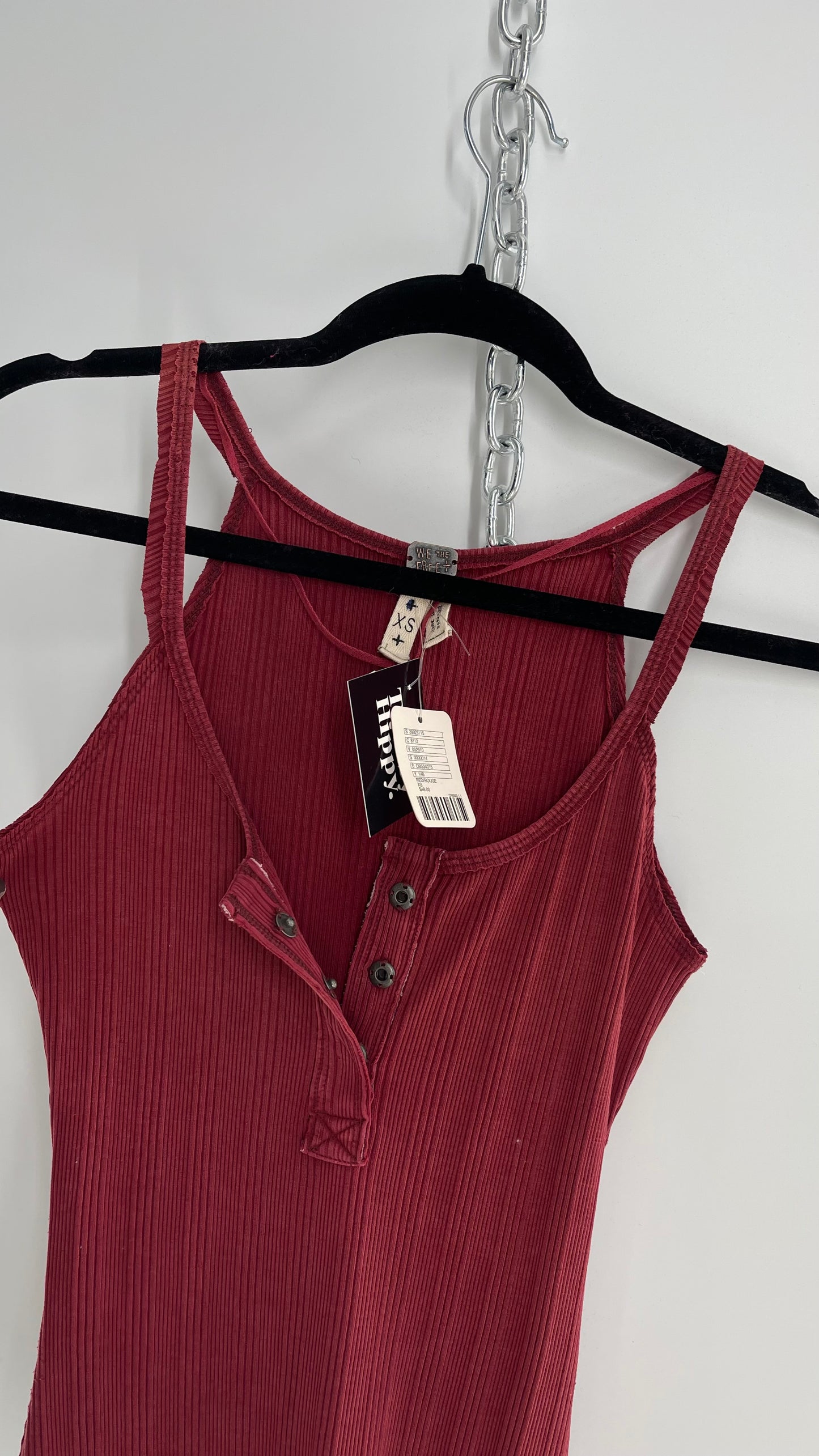 Free People Red Maroon Ribbed Tank Distressed with Tags Attached (XS)