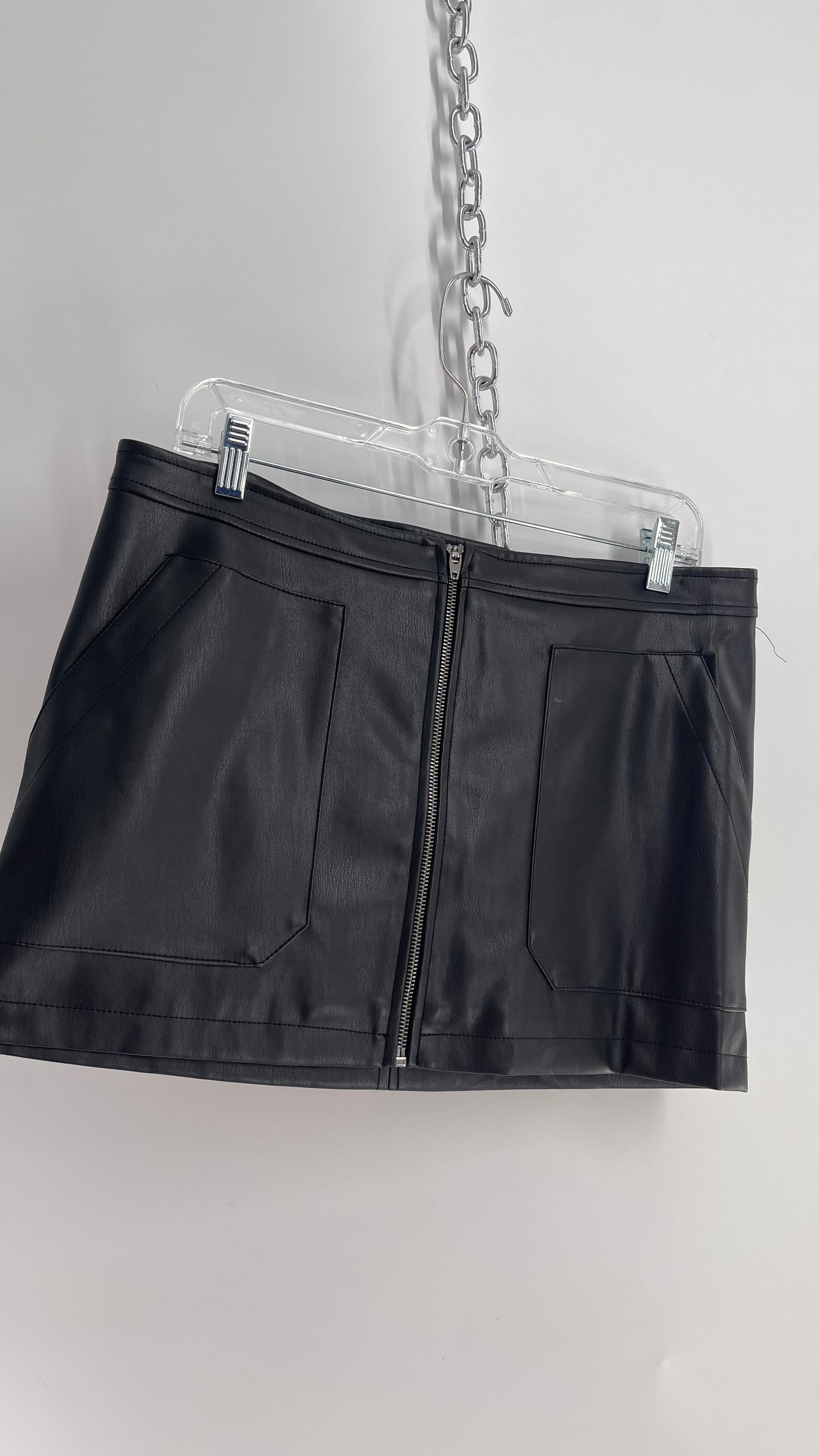 Free People Vegan Leather Zip Front Mini Skirt (12)