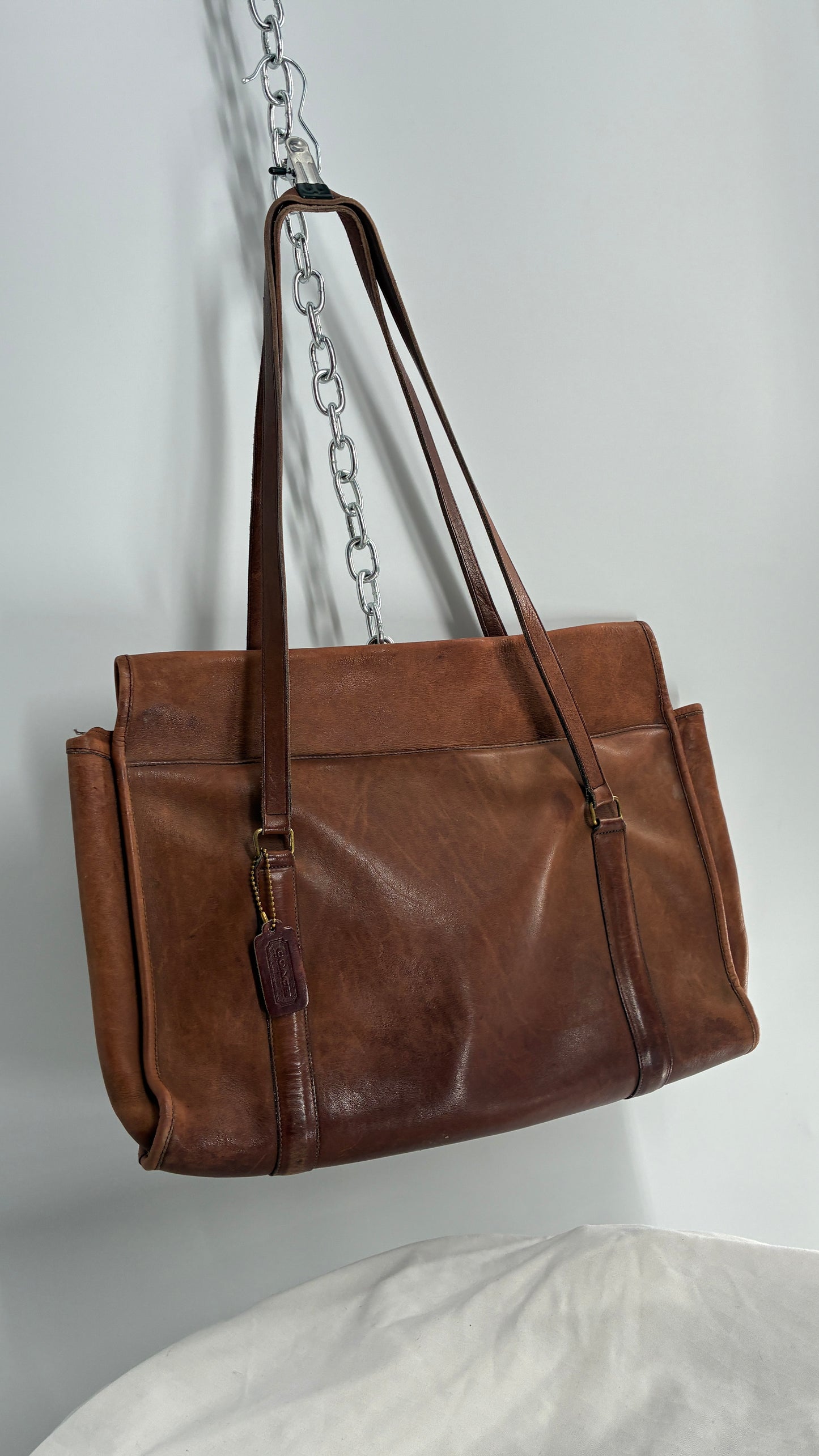 Vintage COACH Leather Envelope Saddle Briefcase Bag