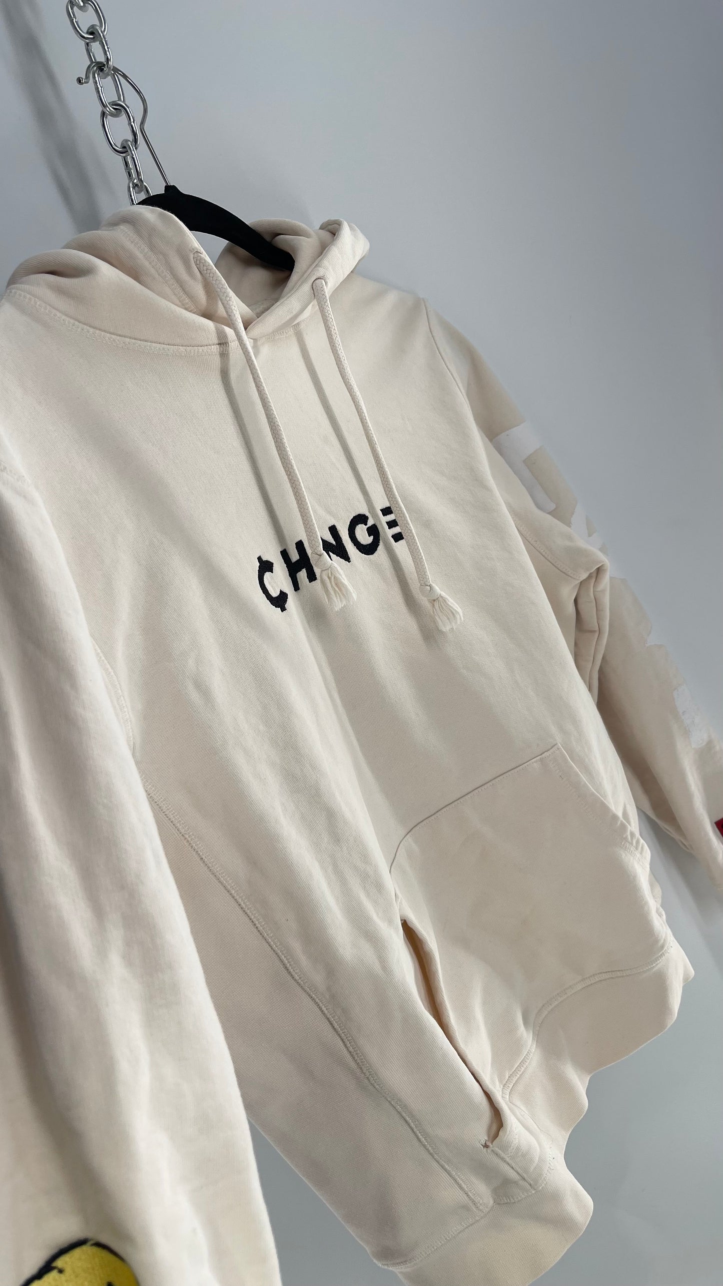 CHANGE Off White Embroidered Graphic Hoodie (Small)