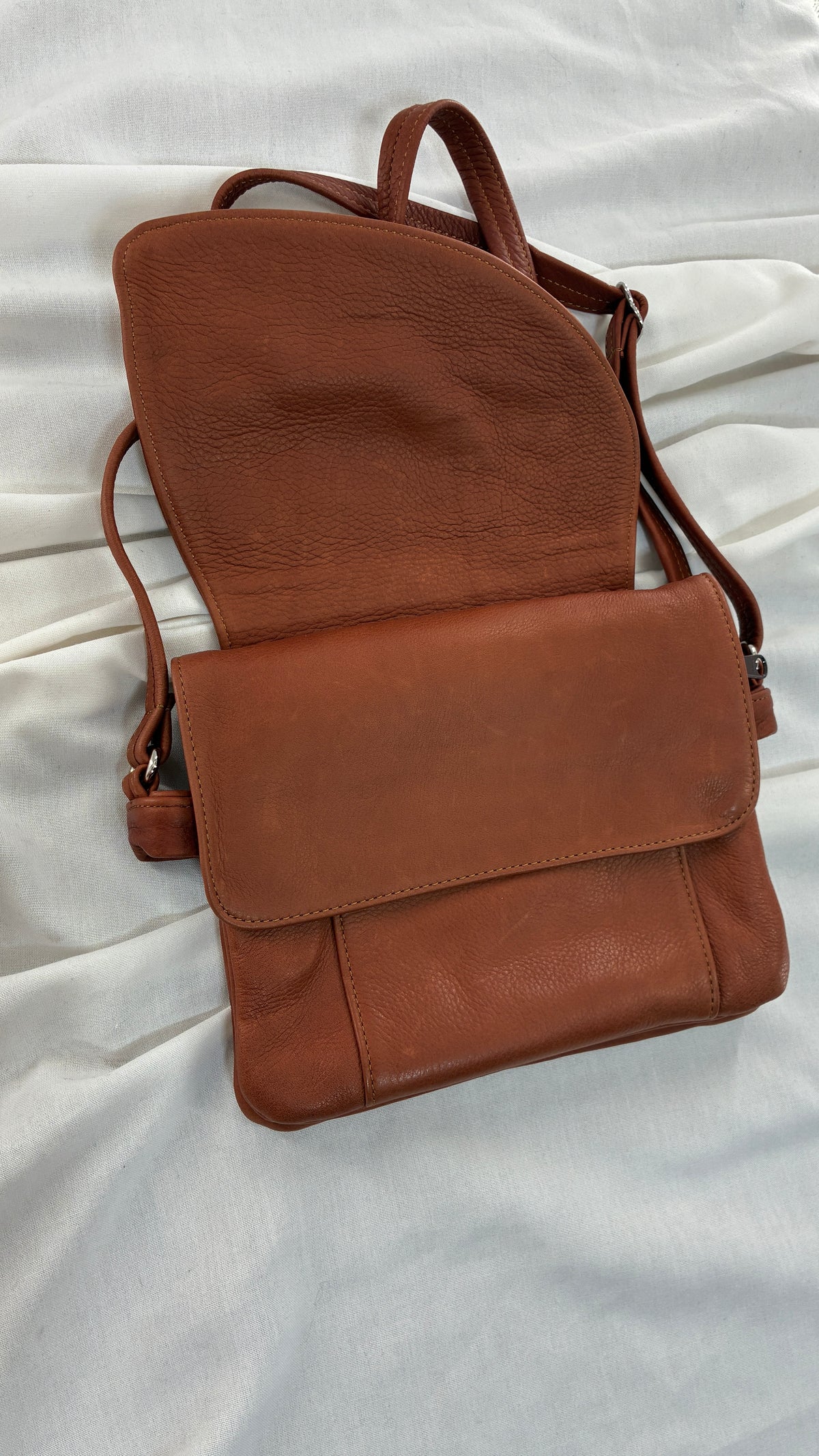 ELIE Genuine Leather Tulip Jr Handbag with Multiple Sections and Zippered Pockets
