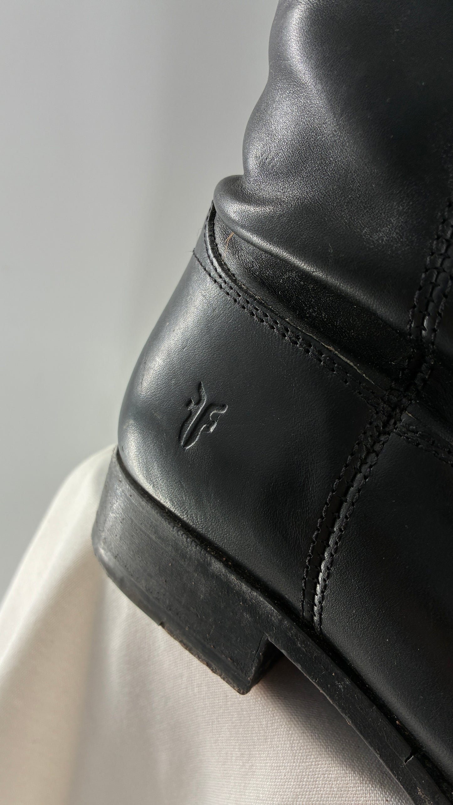 Vintage FRYE Melissa Tall Black Leather Button Boot Made in Mexico (7.5)