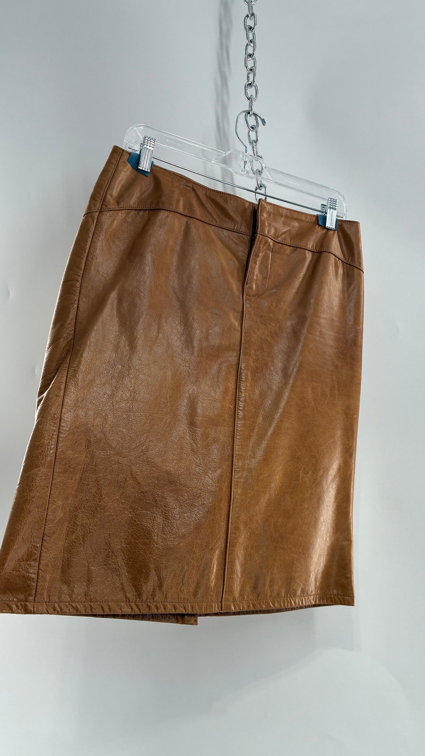 Vintage GAP Camel Leather Hip Skirt with Hip Detail (6)