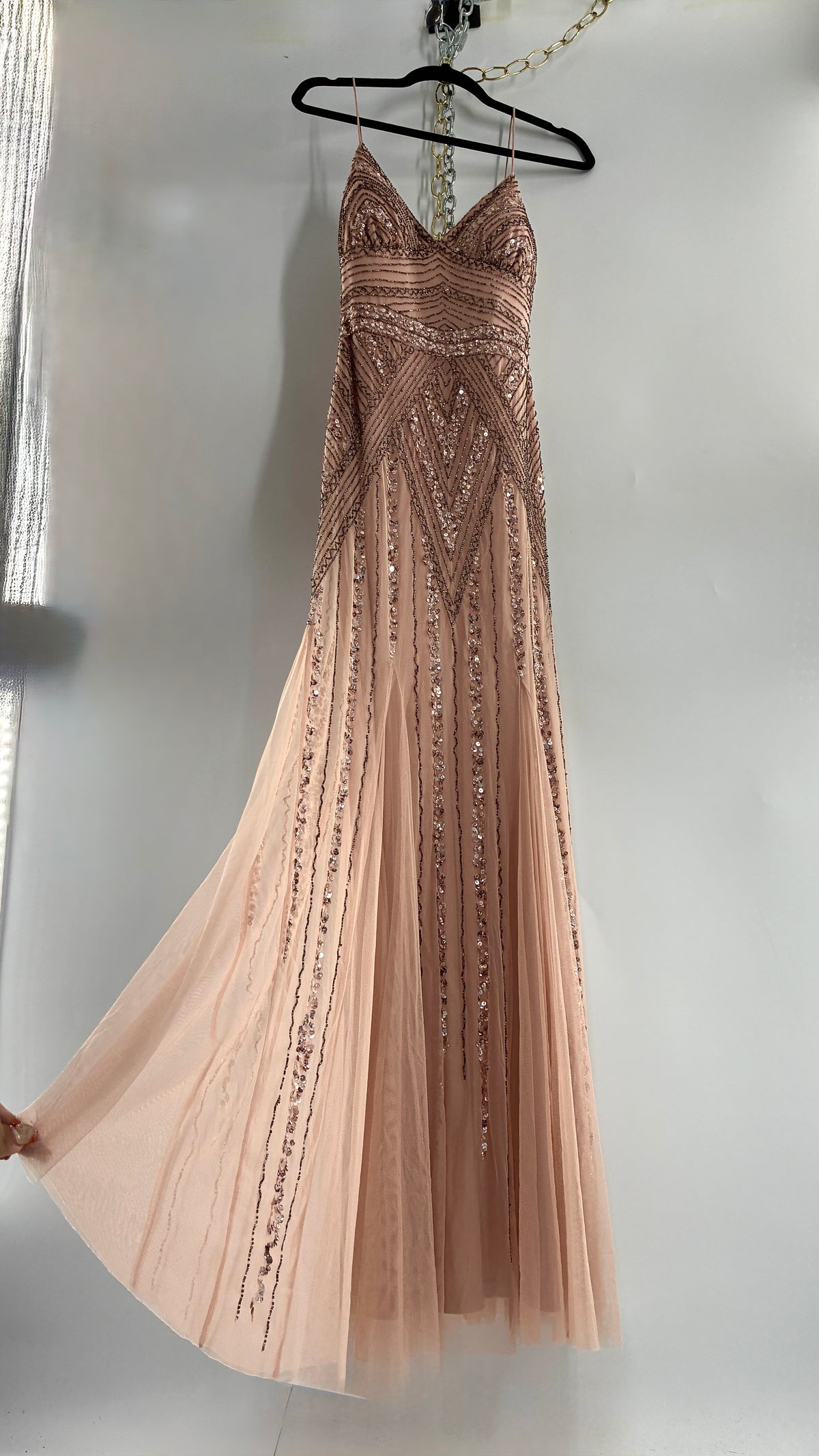 Vintage MARINA Dusty Pink Beaded Gown (2)