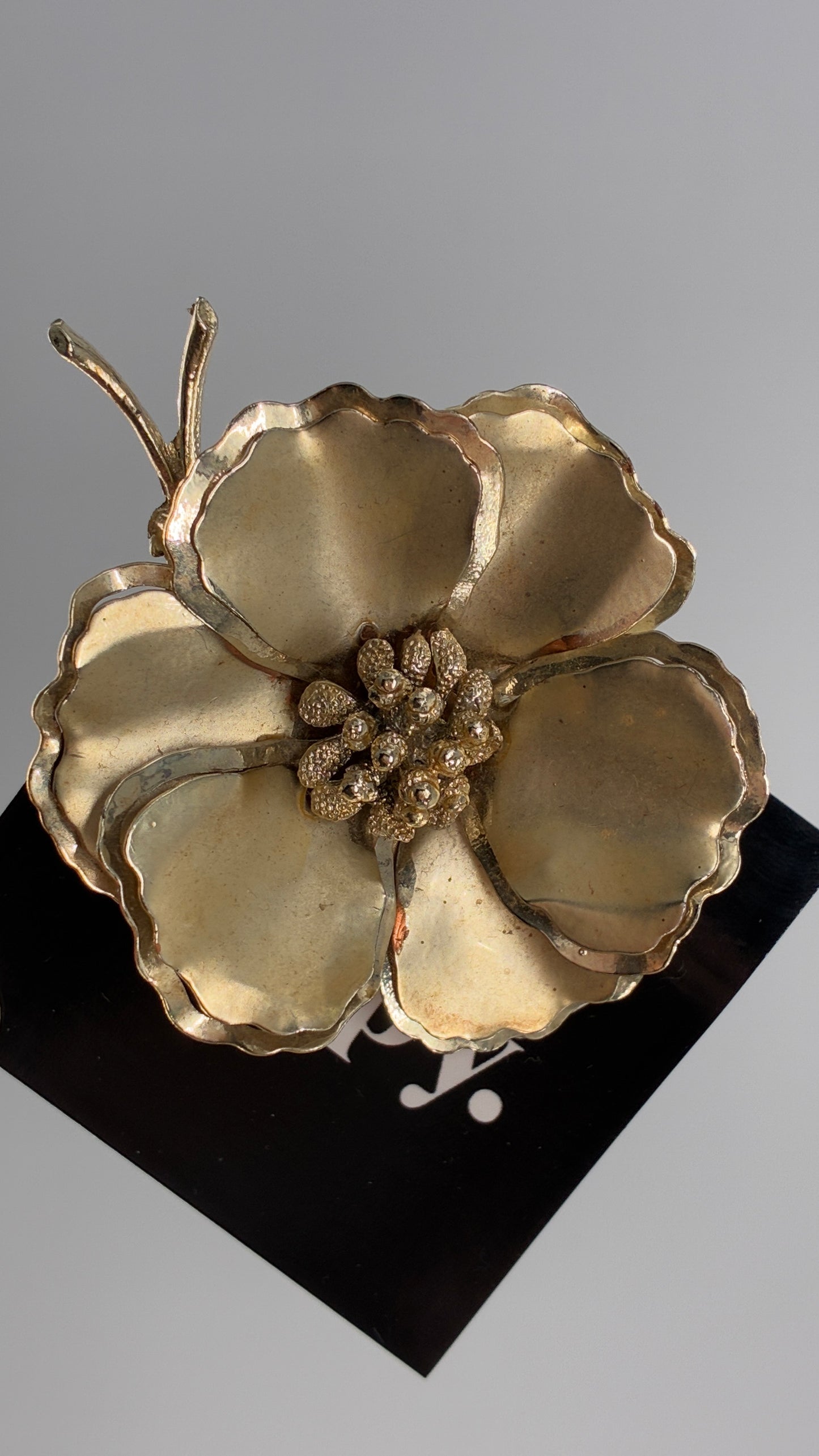 Vintage Oversized Gold Floral Brooch Pin