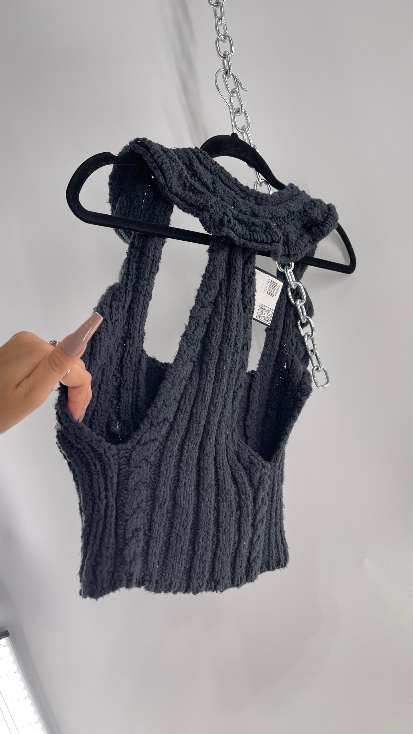 Free People Black Cozy Knit Tank (XS)