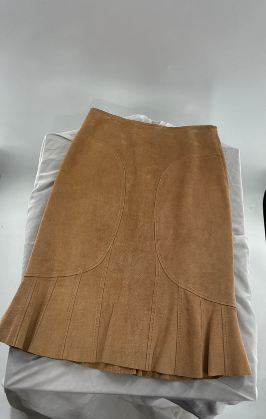 Vintage Moda International Genuine Leather Pleated Hem Skirt with Rounded Hip Panels (0)