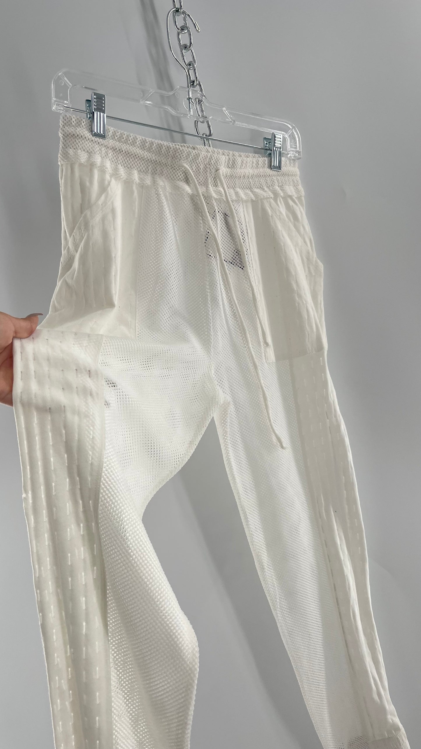 Free People Movement White Mesh Patchwork Lounge/Athletic Pants (XS)