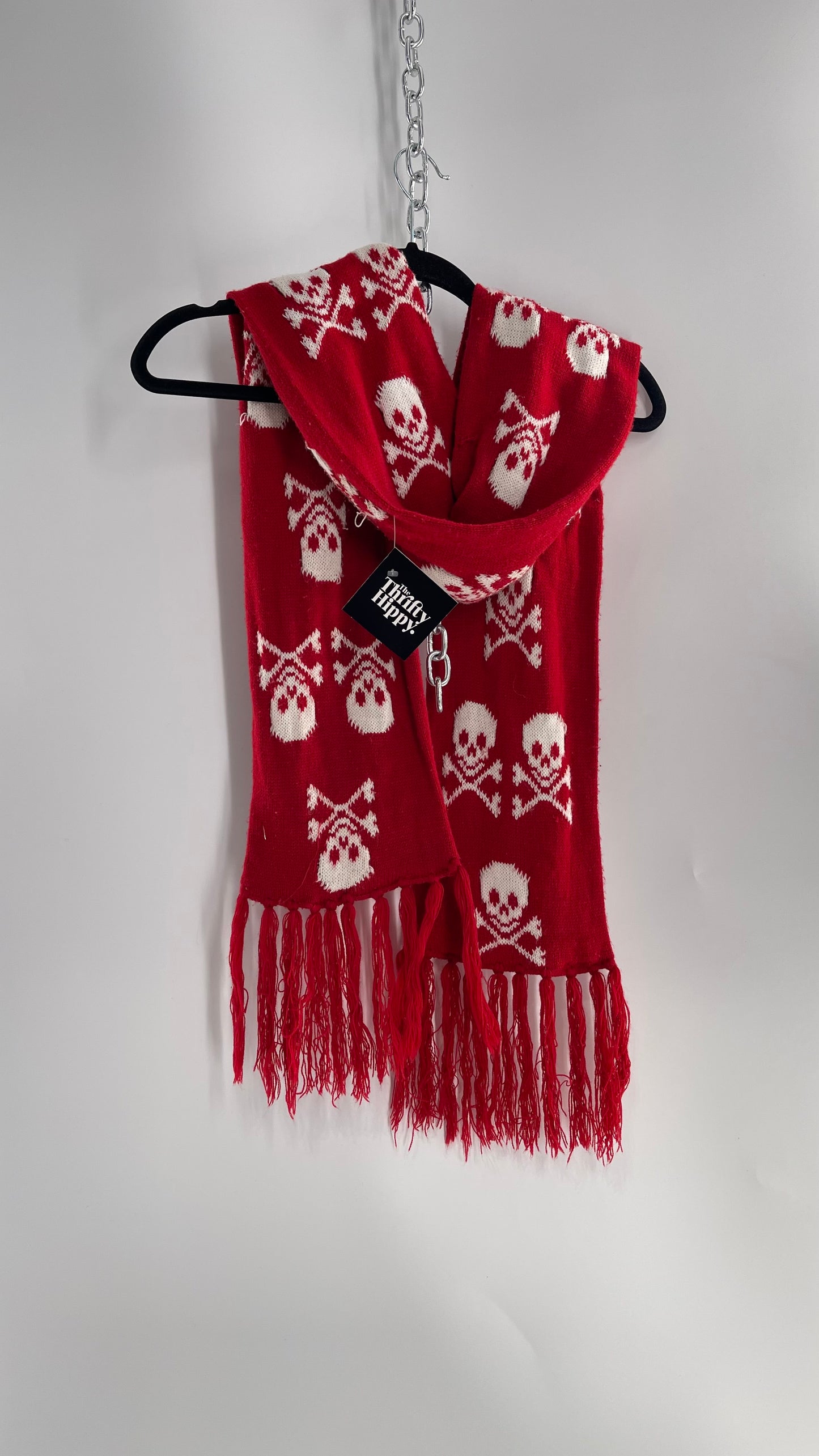 Emo Raggedy Red Skull Scarf (C)