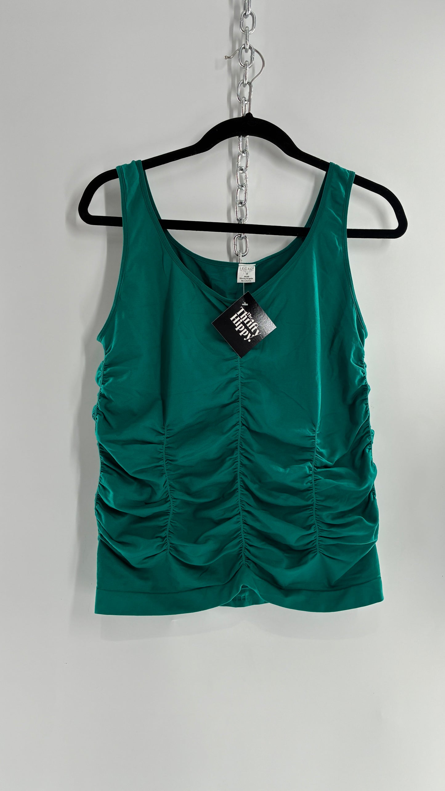 Vintage LEGACY Jewel Toned Teal Ruched Sleeveless (XL)