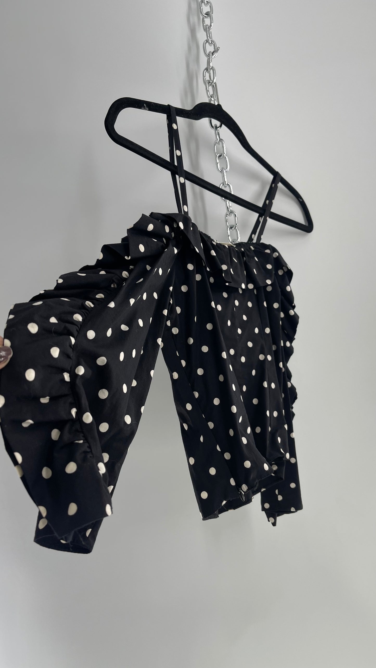 Urban Outfitters Silence and Noise Black and White Polka Dot Ruffle Sleeve Blouse (small)