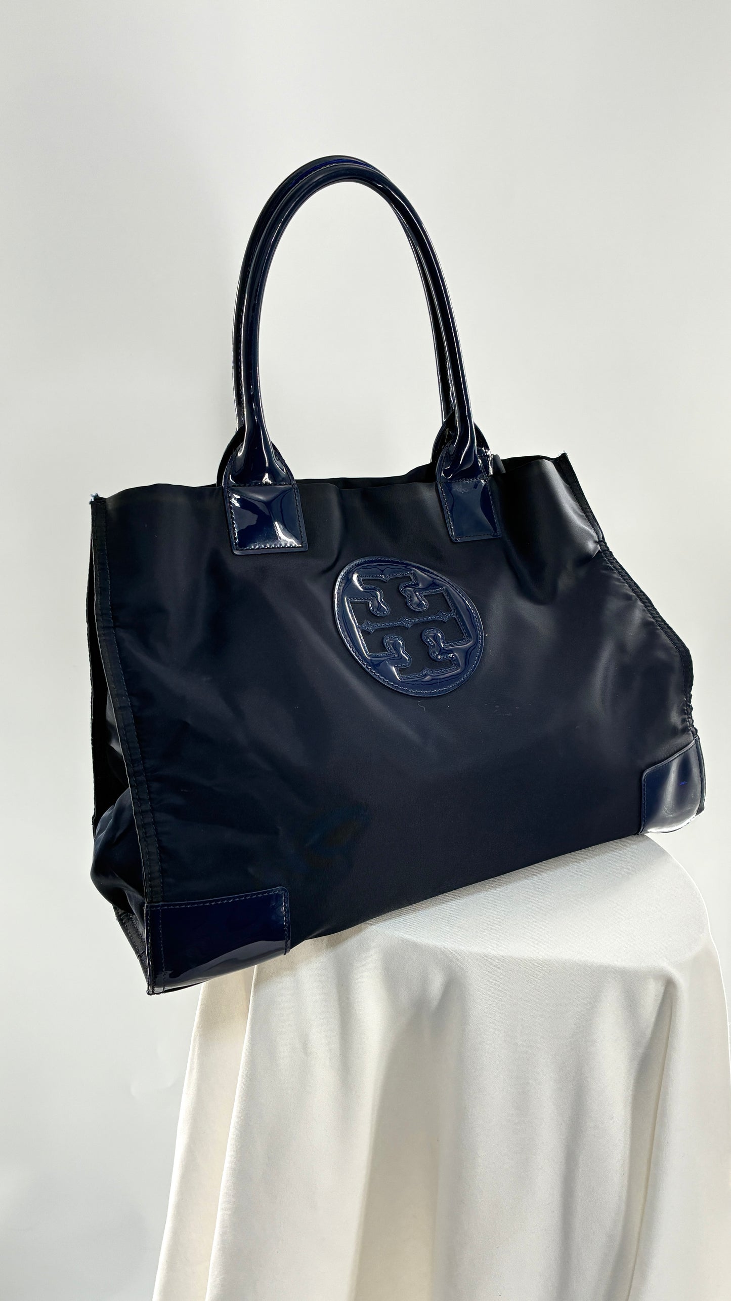 Vintage Tory Burch Navy Blue Ella Tote