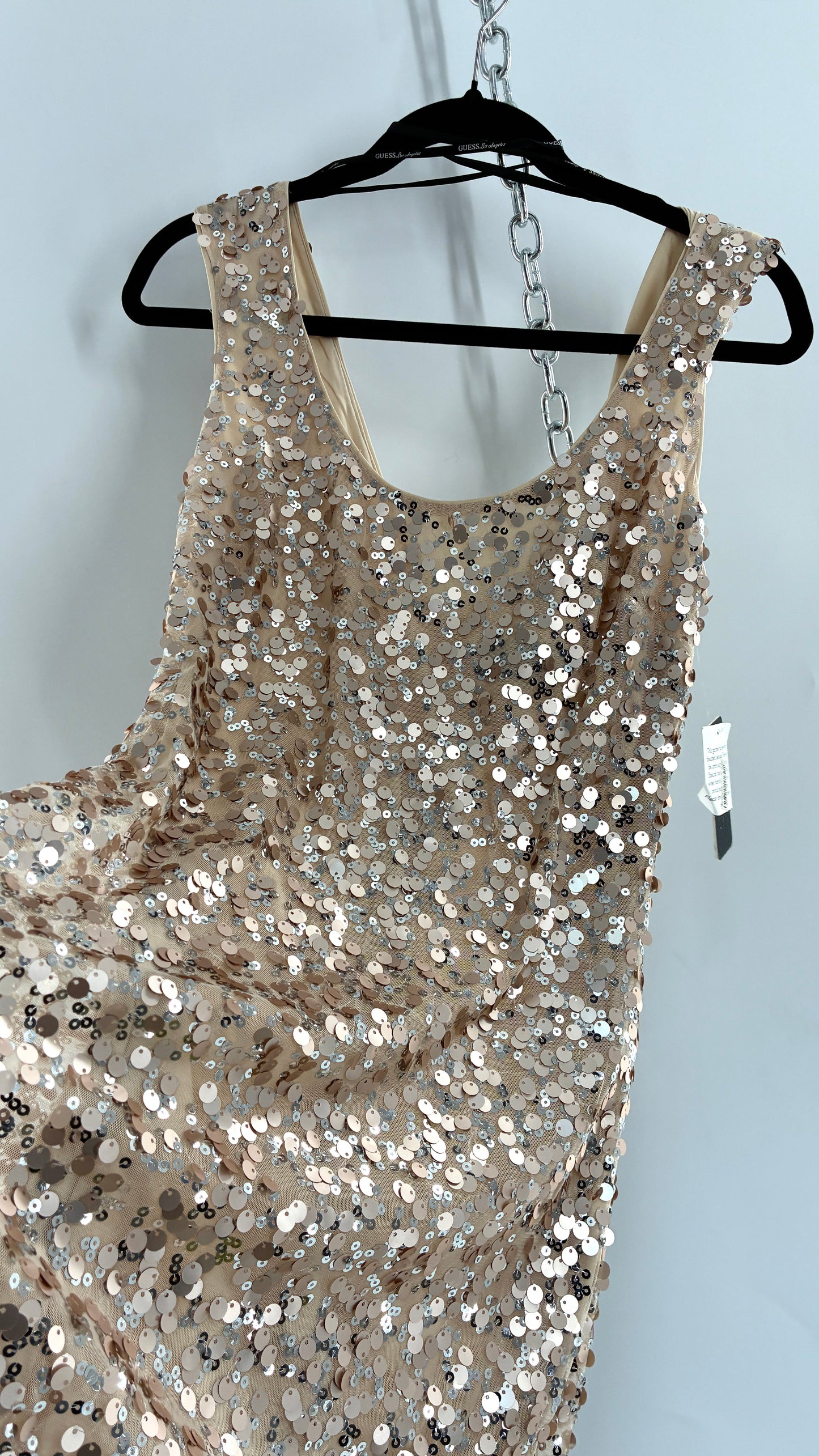 Deadstock Vintage GUESS Champagne Sequin Mini Dress (10)