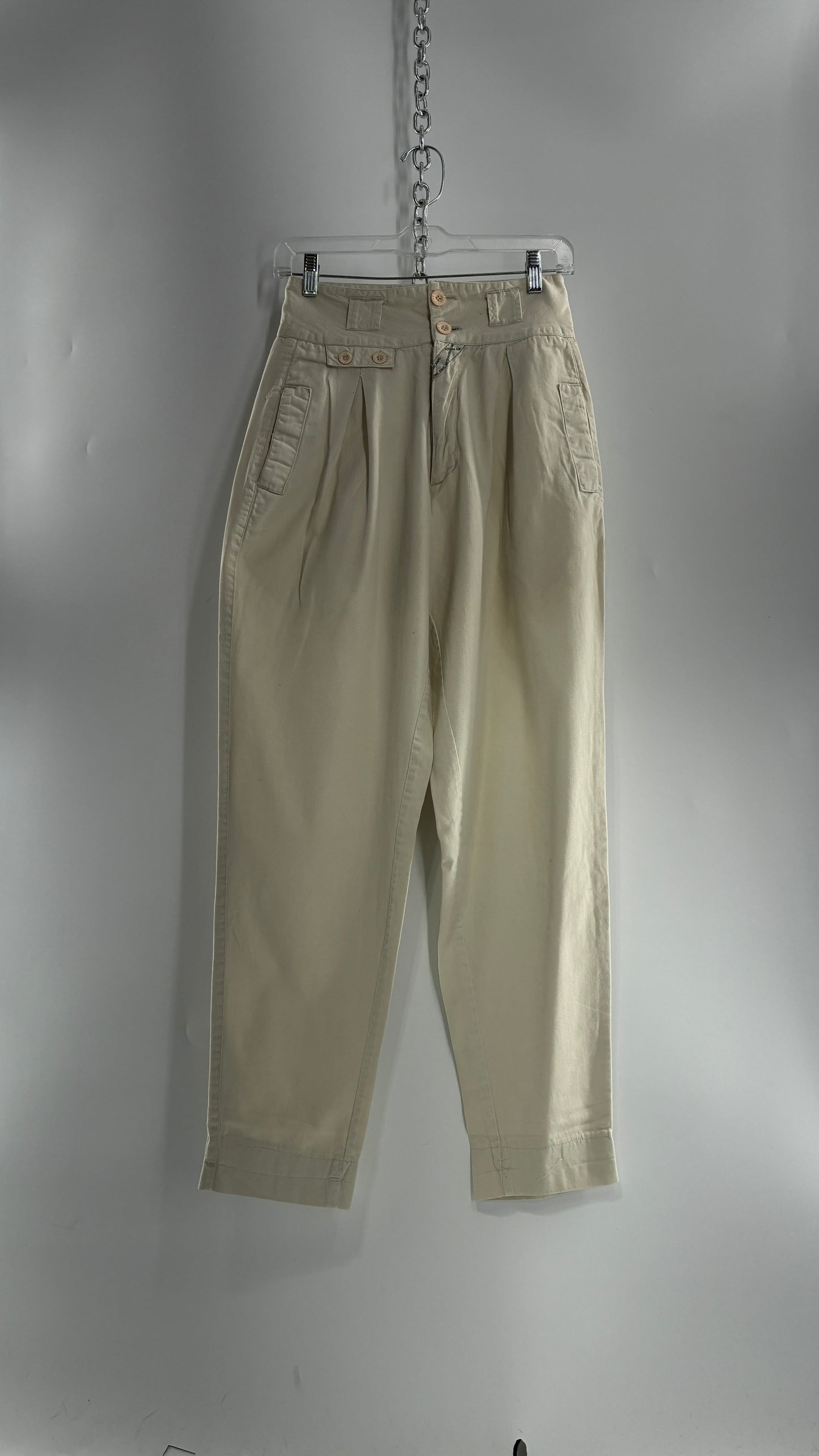 Vintage 1980s JORDACHE Off White High Waisted Pleated Waist Trouser Pant (9/10)