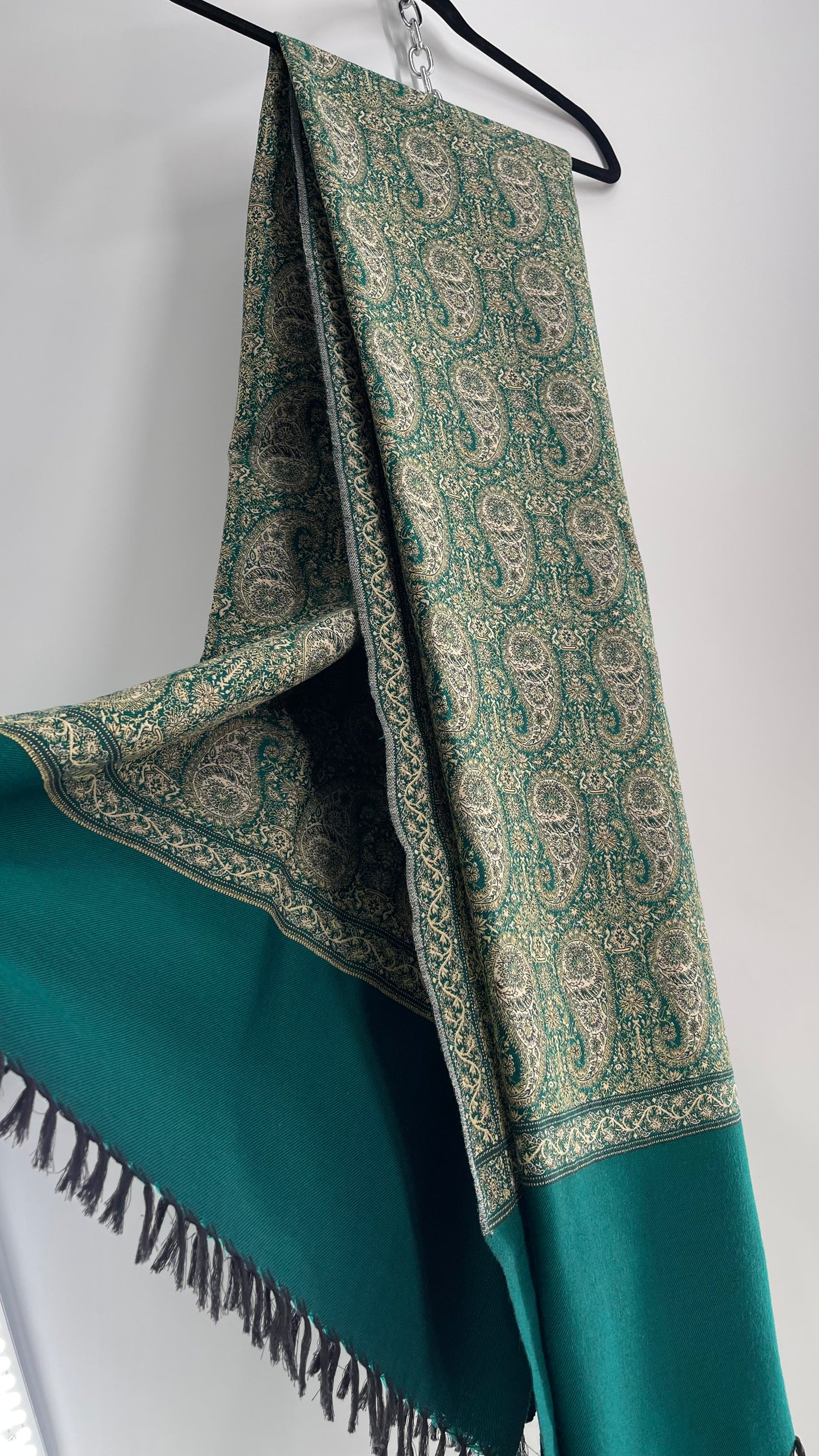 Vintage Huge Thick Pakistani Green Scarf