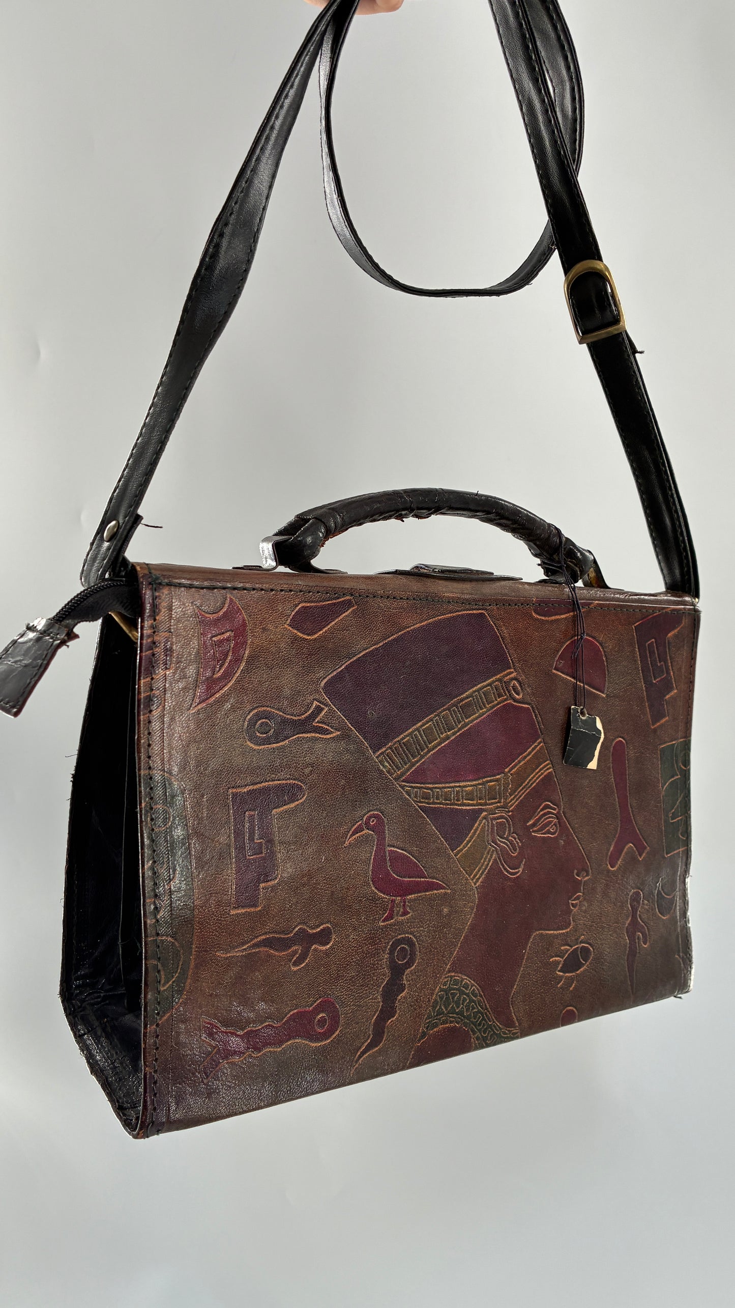 Deadstock Vintage African Leather Engraved Cross Body