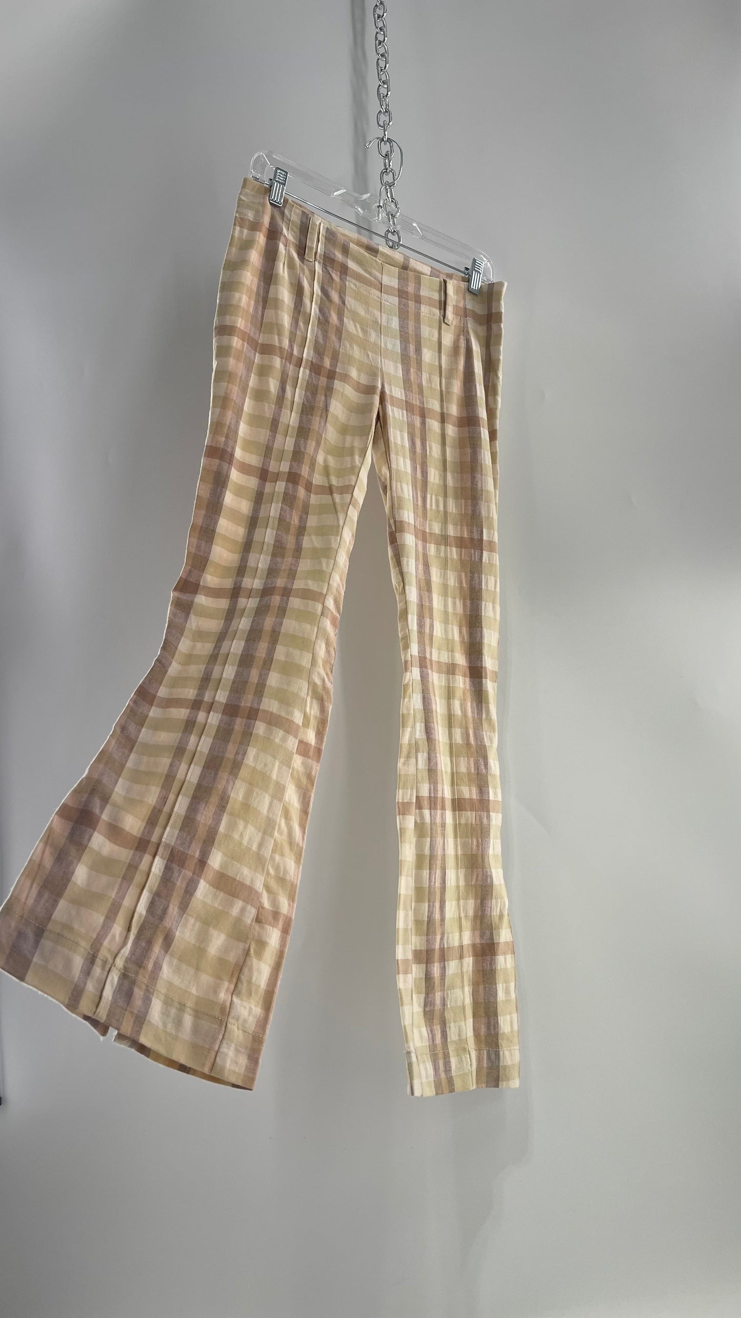 Free People Low Waisted Kickflare Gingham Plaid Picnic Pant (10)