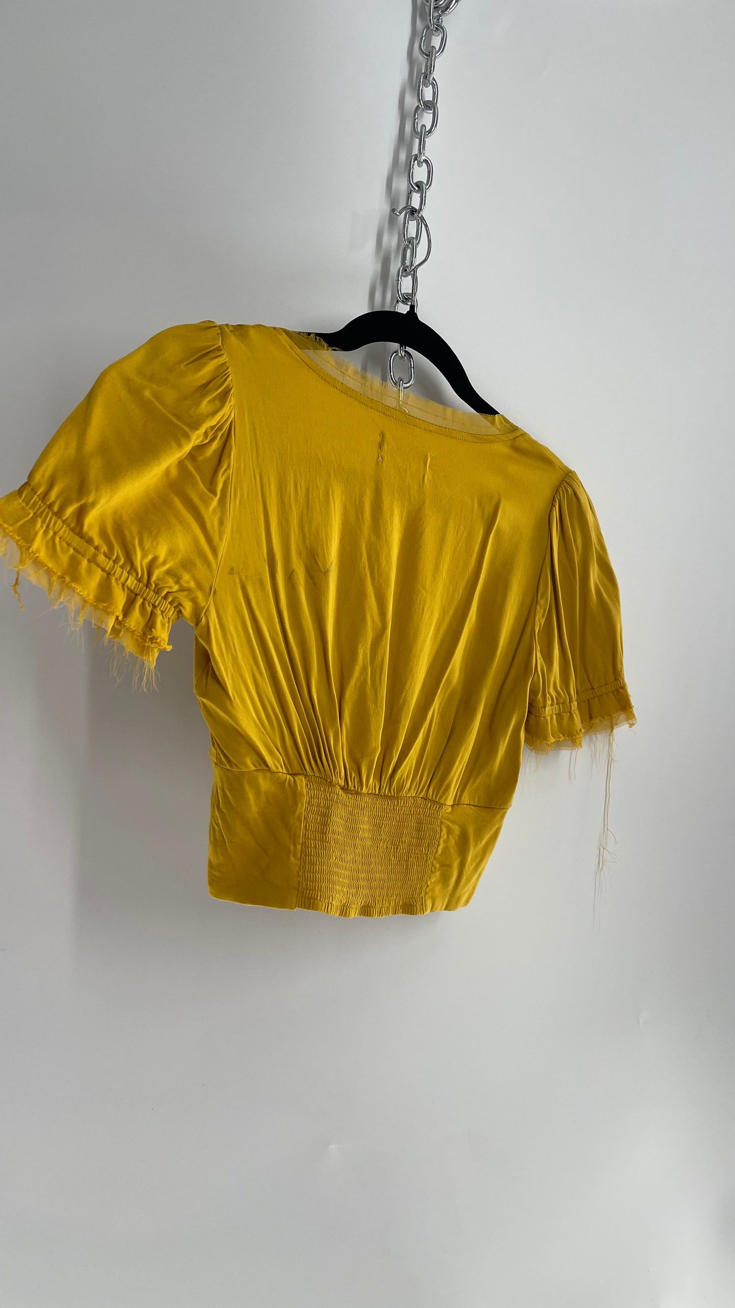 Urban Outfitters Yellow Button Front Cropped Top (XS)