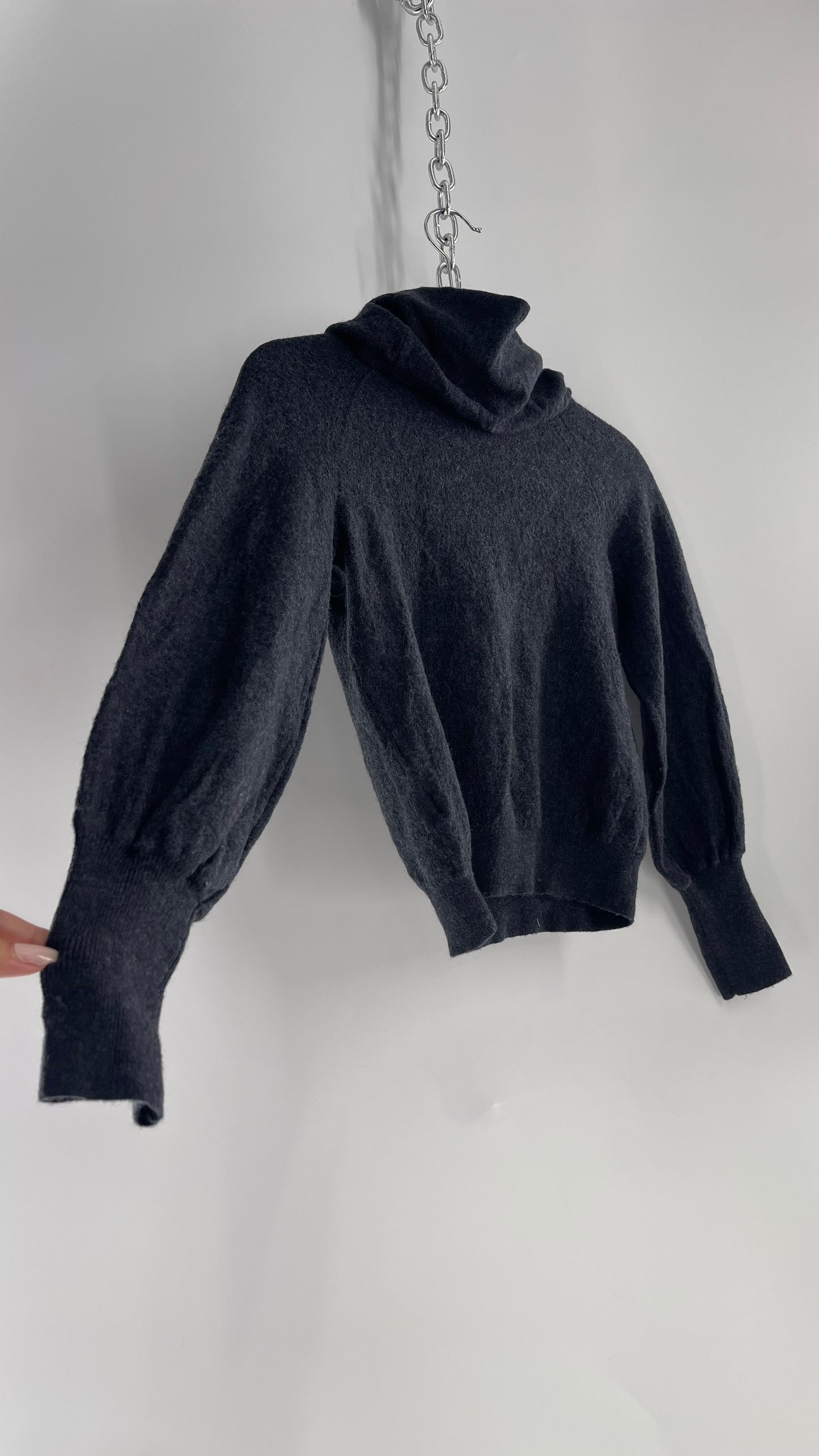 Anthropologie Charcoal 100% Merino Wool Gray Turtle Neck Sweater (Small)