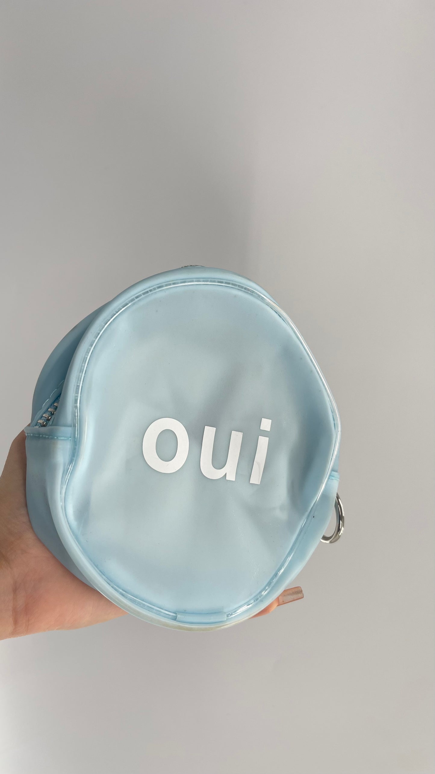 Oui Light Blue Plastic Circle Mini Bag with Heavy Duty Zipper