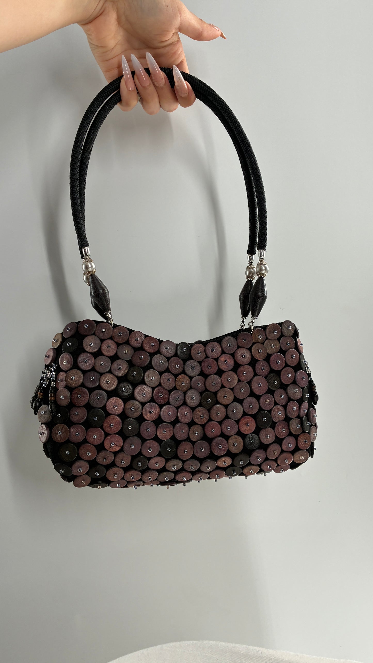 Vintage Embellished Purse with Sequins, Beading, Shells, and Florals