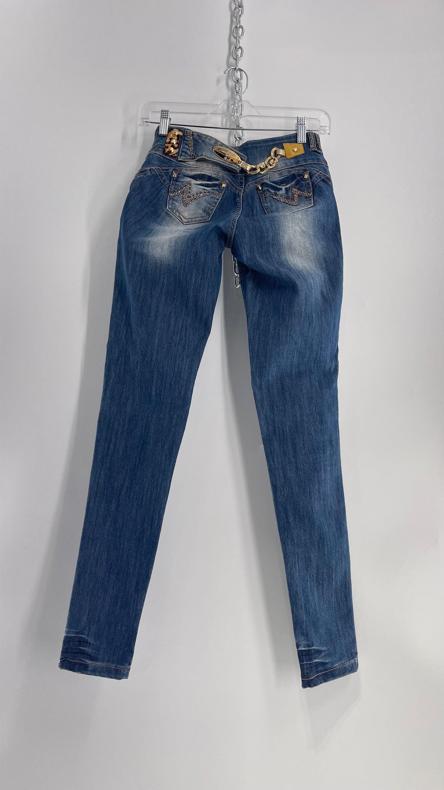 Vintage Brazilian Rhero Jean with Gold Leopard Buckle and Bum Chain (36)