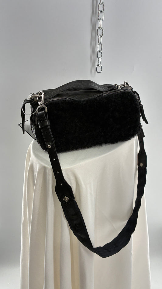 GIORGIO BRATO Black Lamb Leather Convertible Shoulder Bag and Backpack