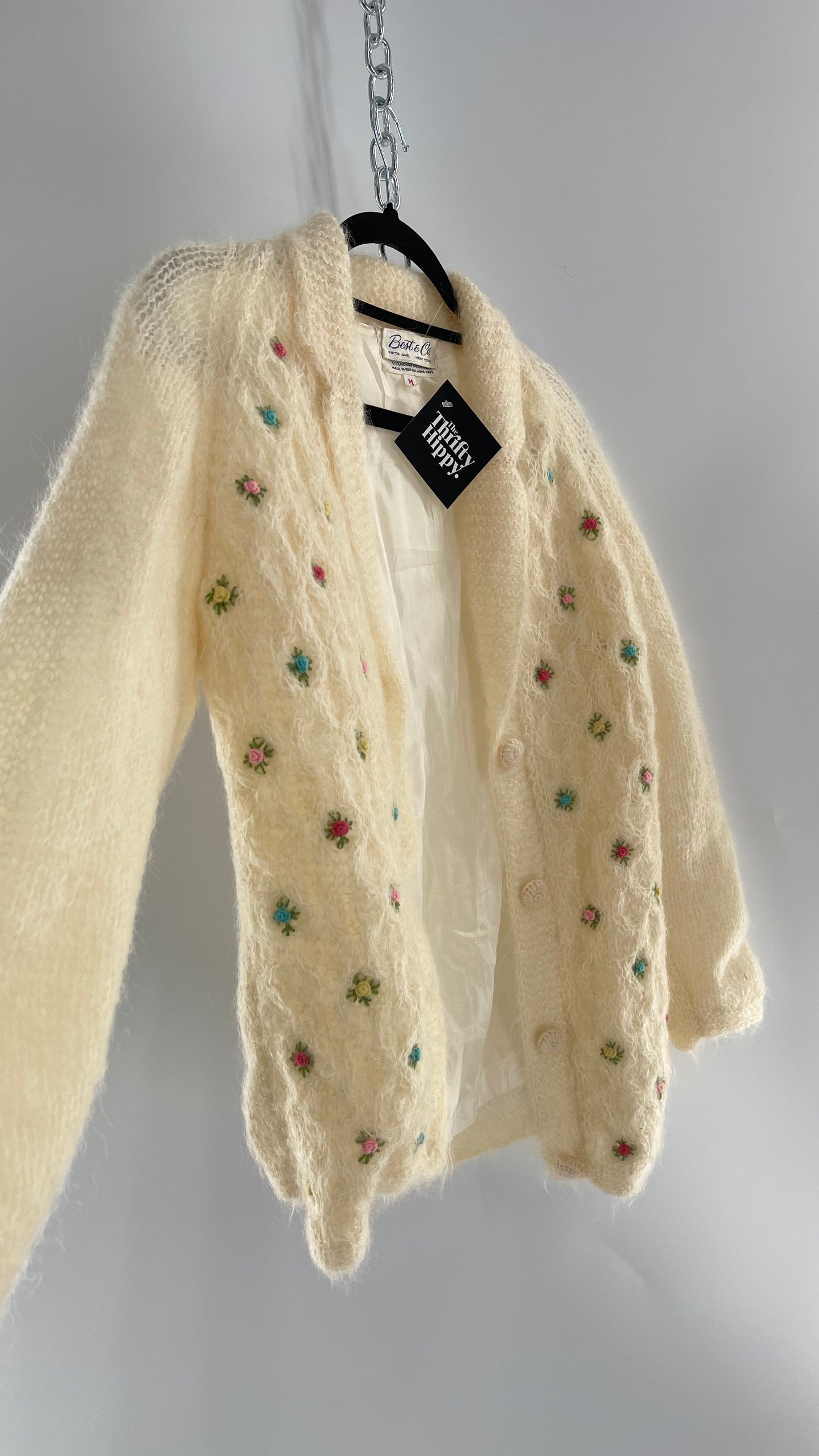 Vintage Best & Co Lil Rose, Cream Granny Cardigan (Medium)