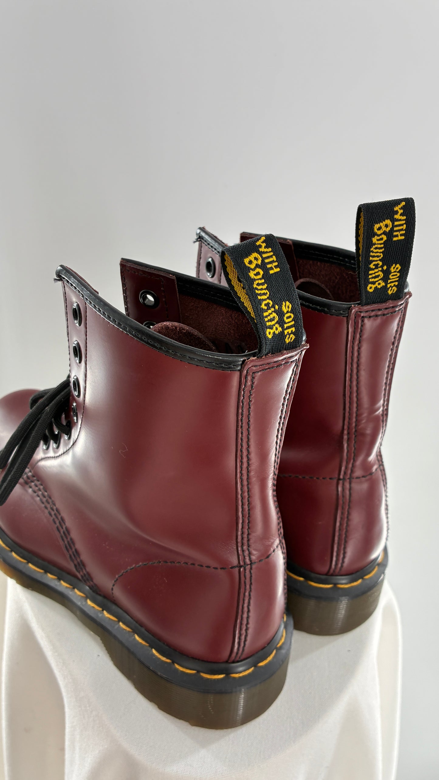 Vintage Dr. Martens Burgundy Maroon Combat Boots (6L)