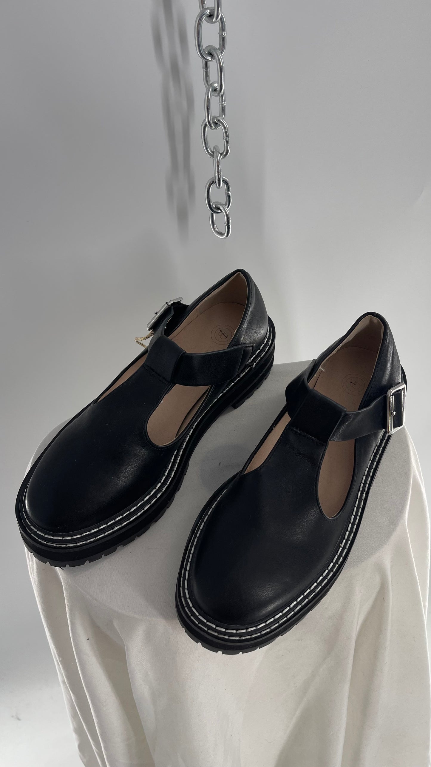 Urban Outfitters Black Leather Mary Janes (6)