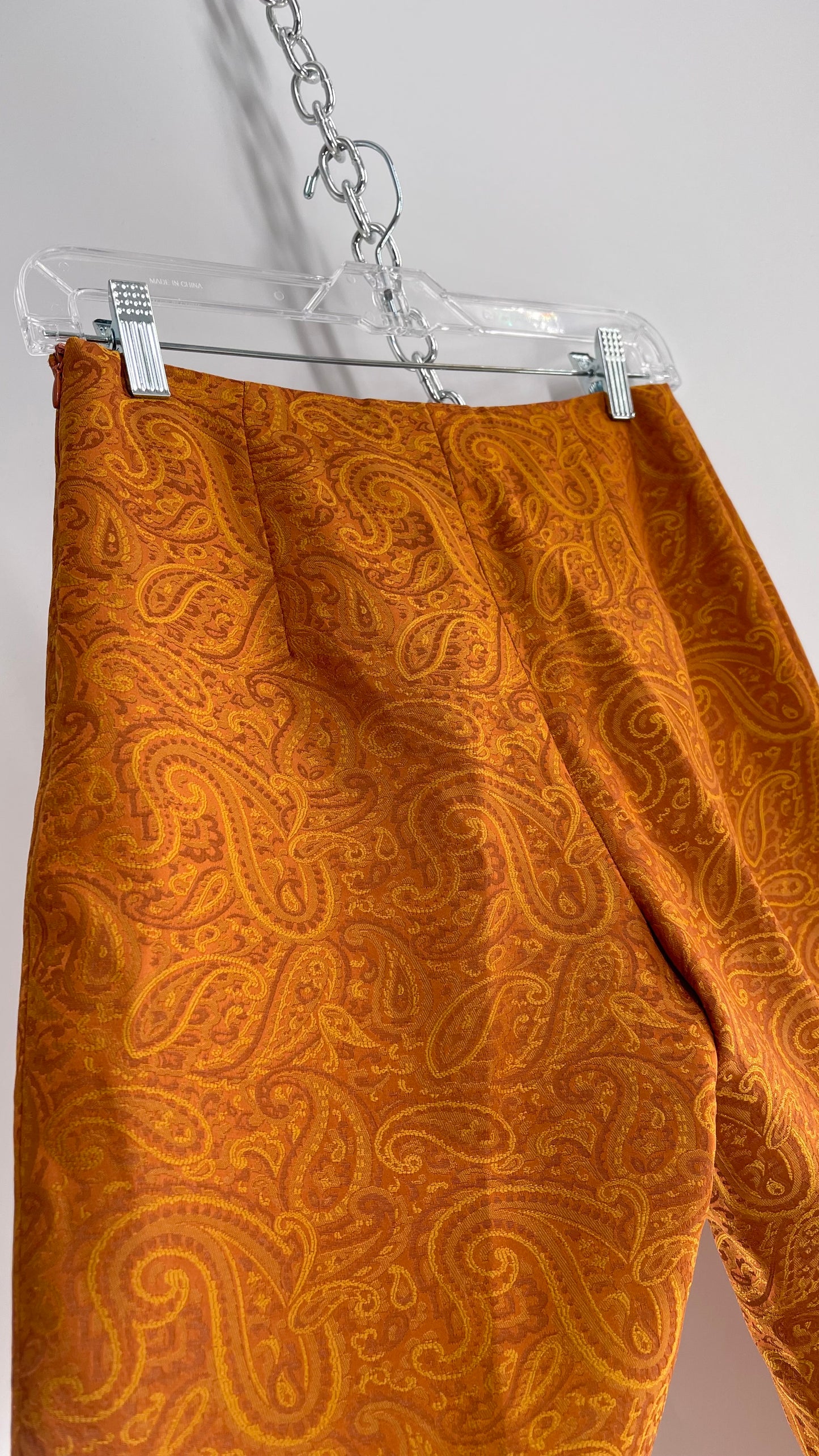 Peserico Italian Vintage Gold/Mustard Orange Paisley Patterned 56% Acetate Trouser (40)