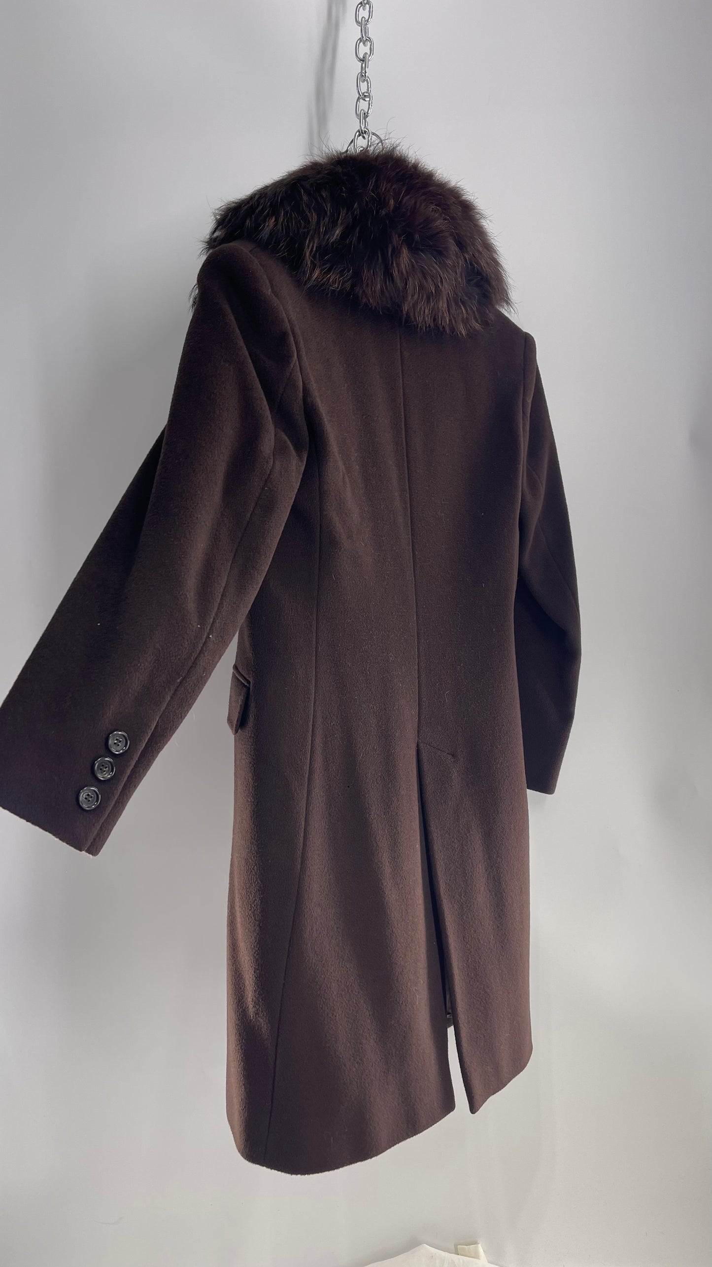 Vintage Designer Cinzia Rocca Brown Coat with Exaggerated Fur Lapel (4)