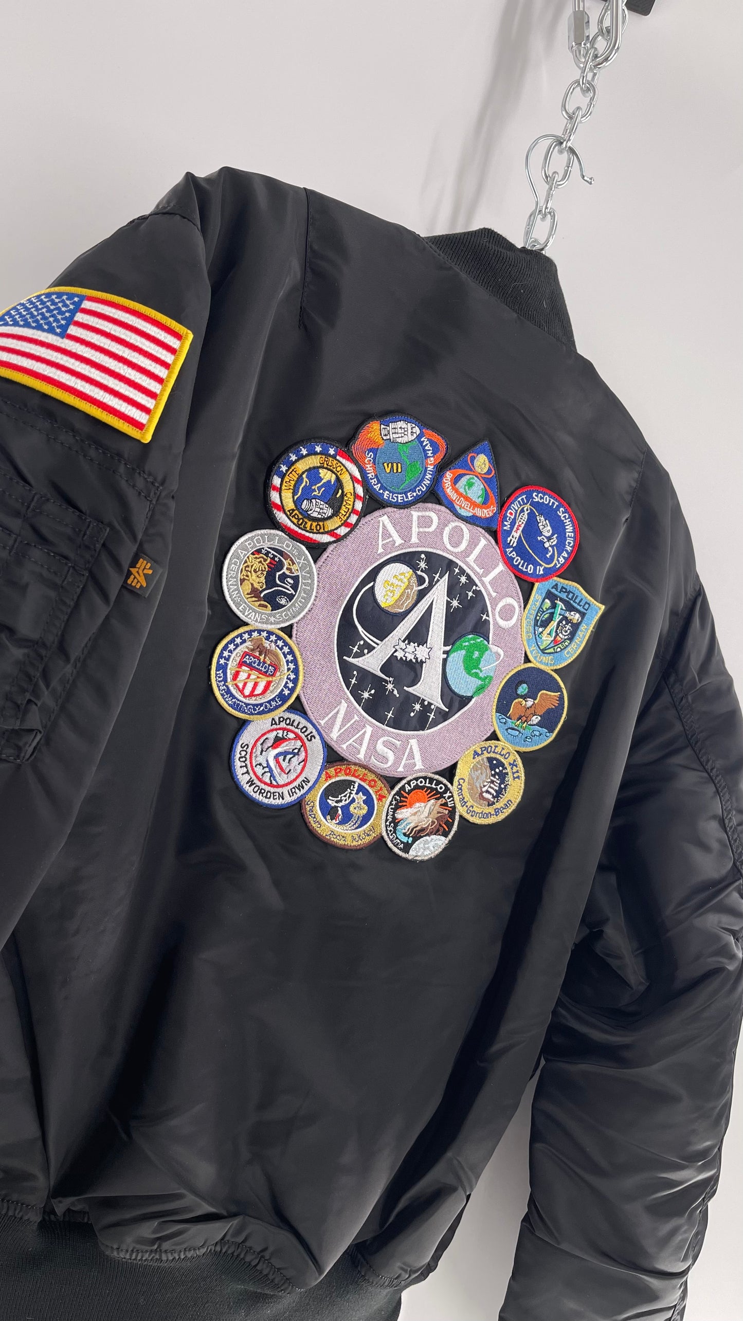 NASA Black Bomber Jacket with Tons of Patches Never Worn with Tags (XXL)