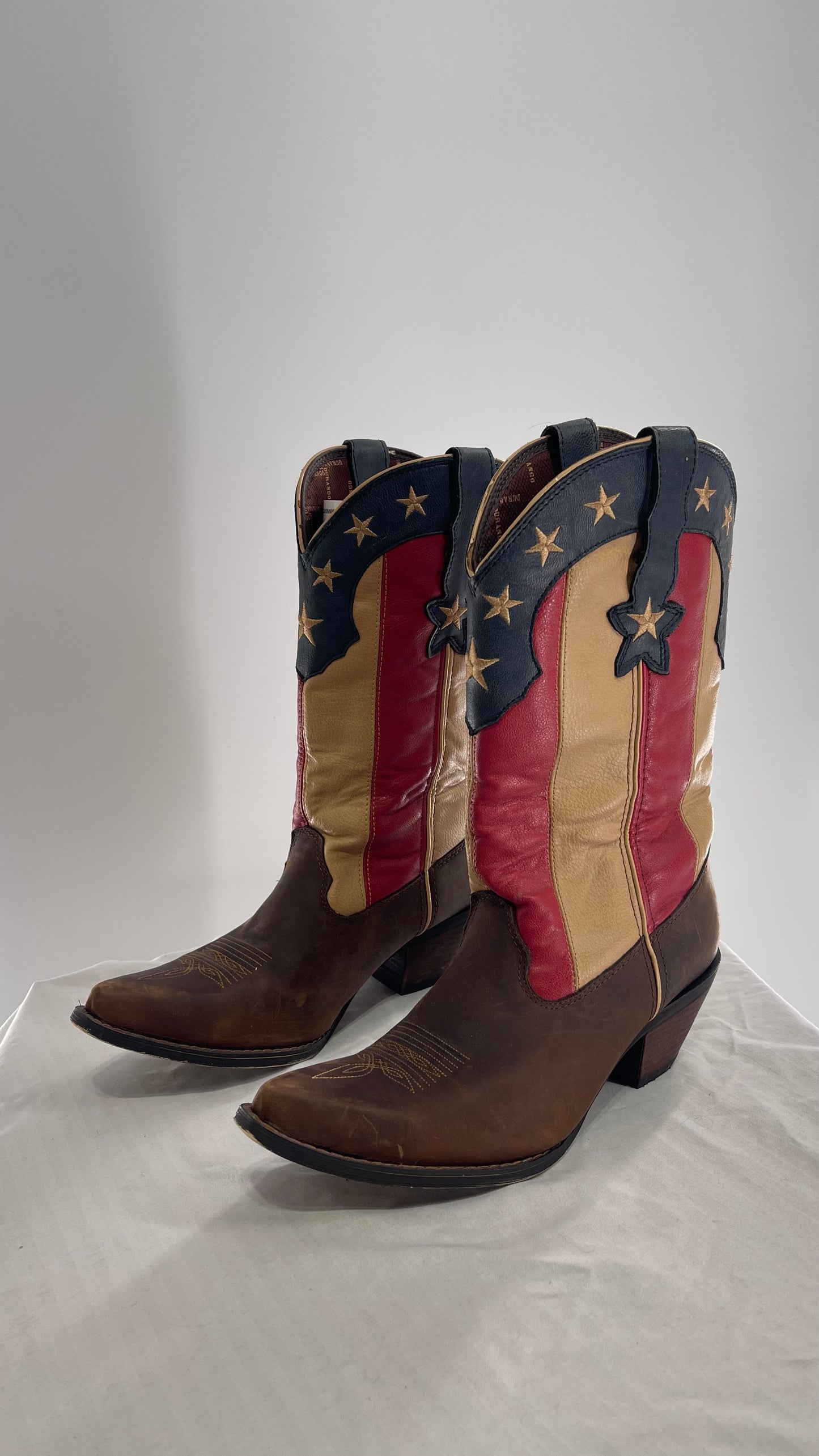 DURANGO Brown Leather Americana Flag Cowboy Boots (11)