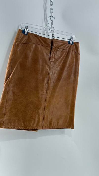 Vintage GAP Camel Leather Hip Skirt with Hip Detail (6)