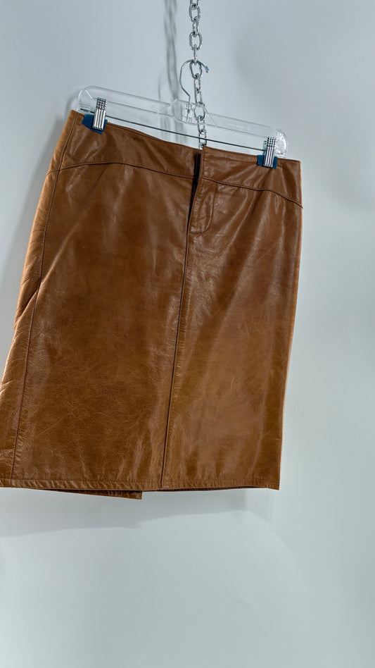 Vintage GAP Camel Leather Hip Skirt with Hip Detail (6)