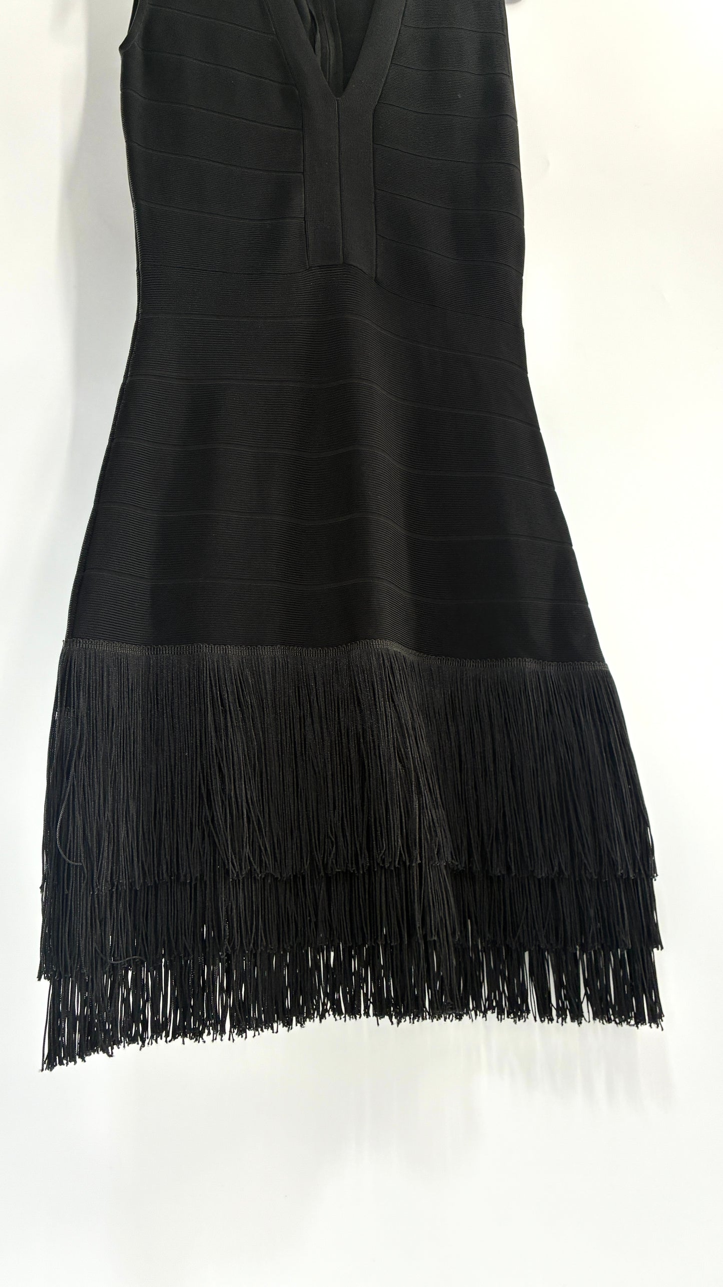 Vintage VENUS Black Bandage Mini Dress with Triple Layer Fringe Hem (10)