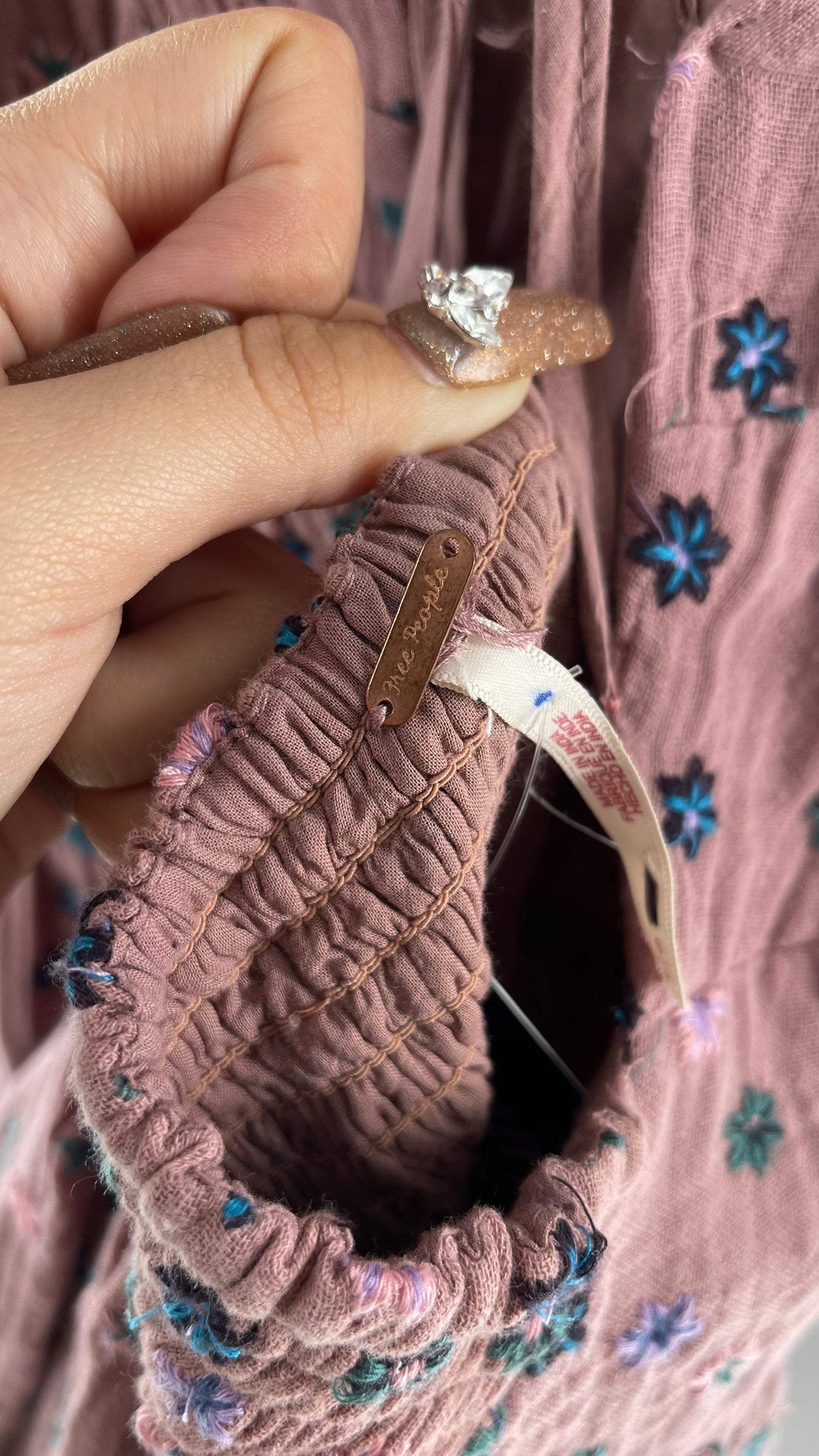 Free People Dusty Pink Embroidered Flowers Backless Mini Dress (Small) The Thrifty Hippy Free People Dusty Pink Embroidered Flowers Backless Mini Dress (Small) The Thrifty Hippy