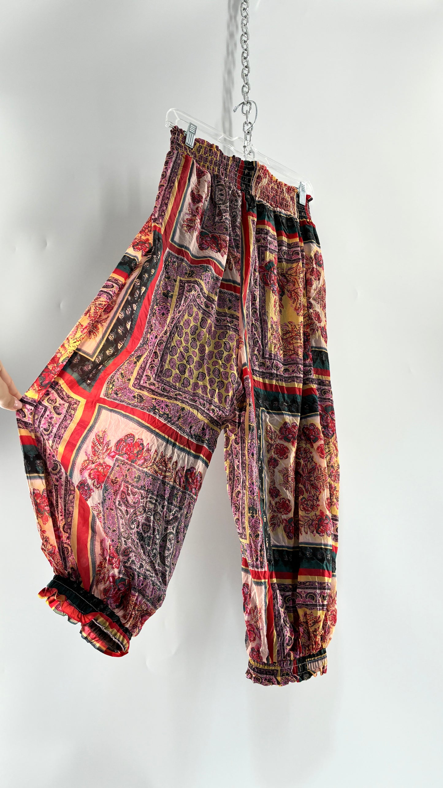 Free People Haram Pant Tapestry Graphic Double Lined Athleisure Joggers (Small)