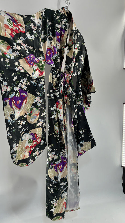 Deadstock Vintage Japanese Style Drape Sleeve Duster Robe/Kimono with Tags Attached (One Size)