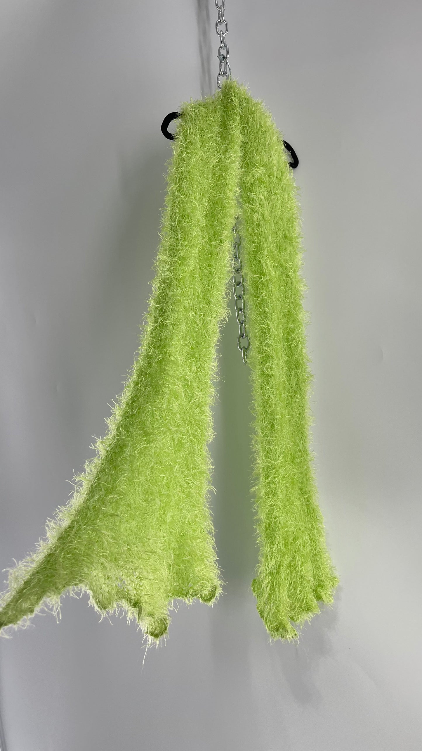 Vintage Green Knit Fuzzy Scarf