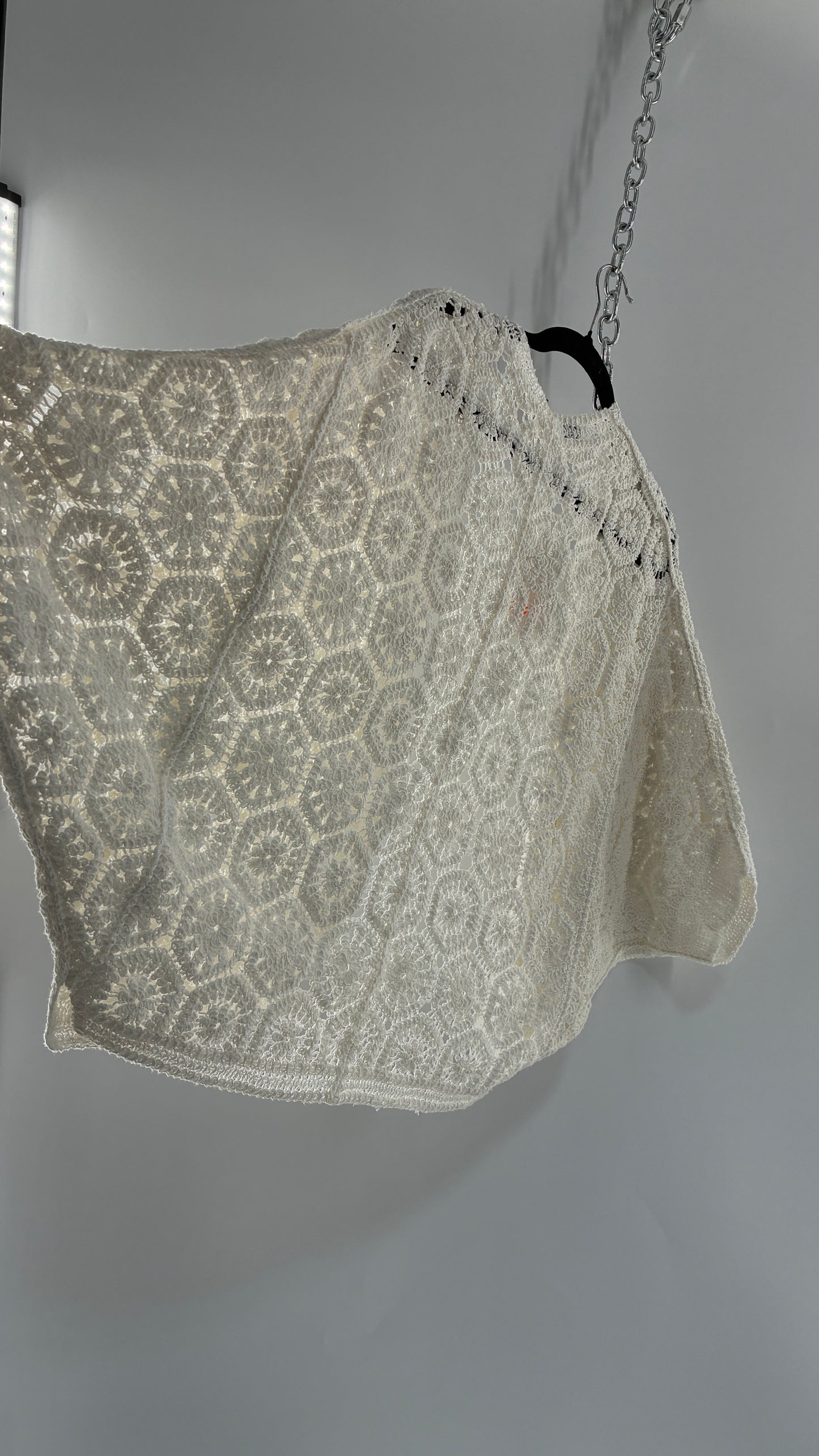 Imported White Crochet Cape from Portugal with Tags Attached