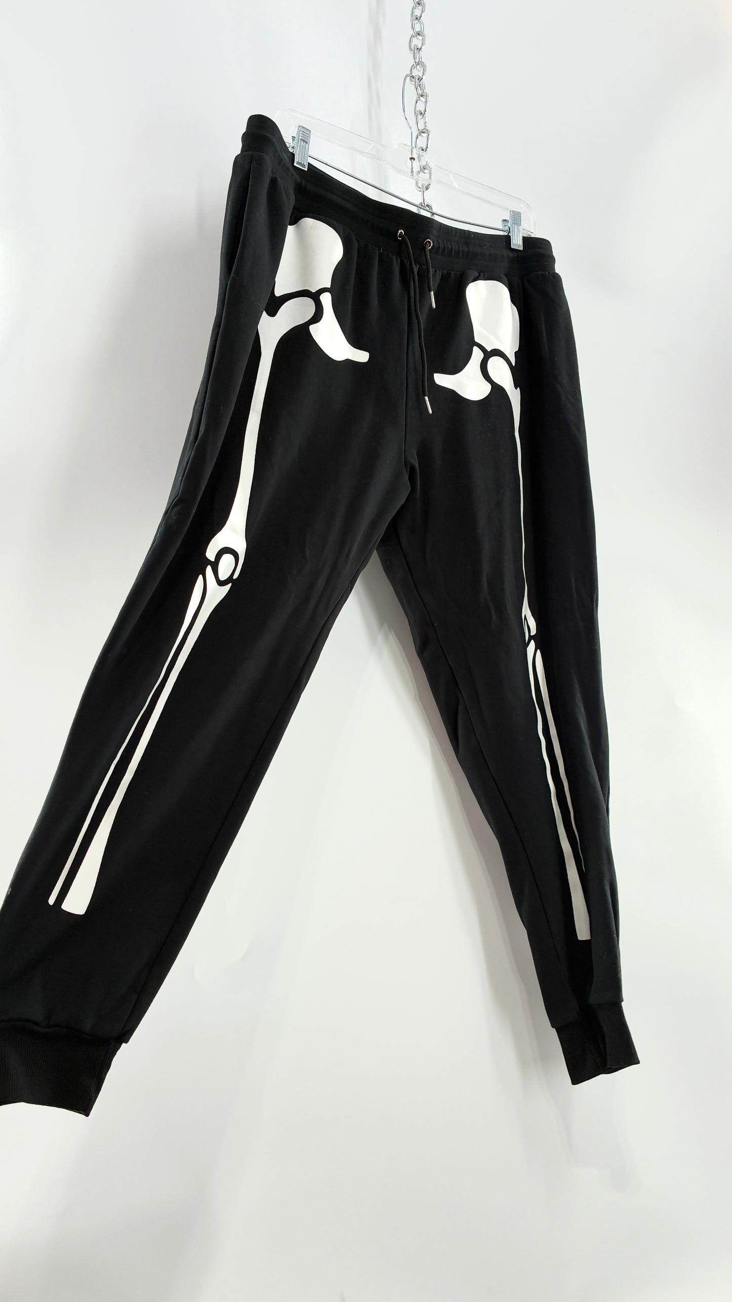 Vintage Thick Knit Skeleton Halloween Loungewear Joggers (Large)