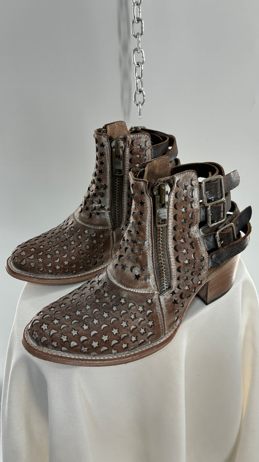 RARE FREEBIRD DAHLIA Star and Moon Booties with Exaggerated Buckle Detailing (8)
