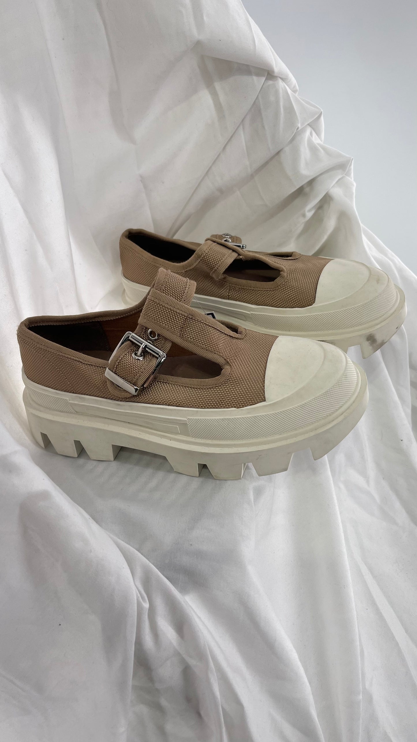 Jeffrey Campbell Marley Tan Canvas Mary Janes (6)